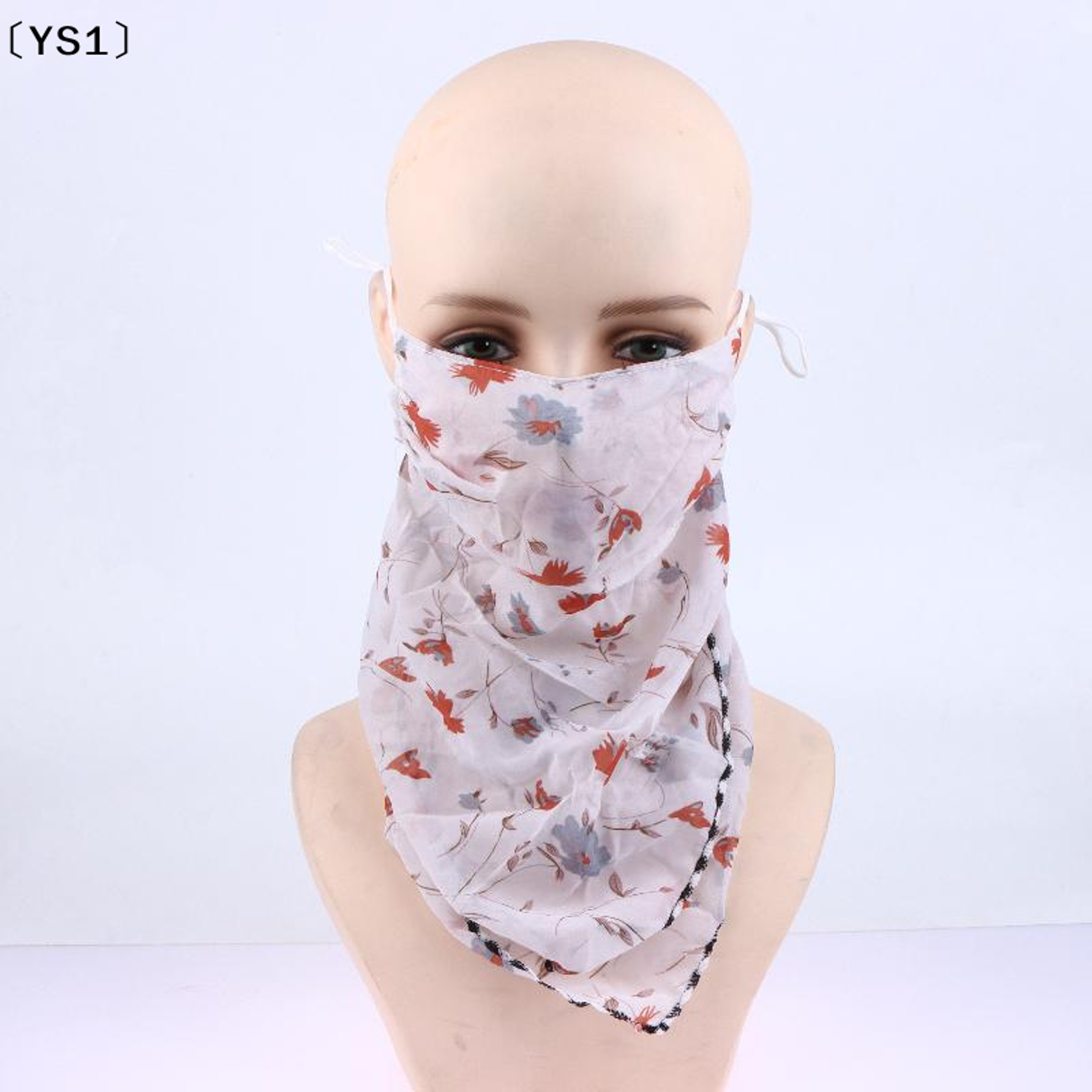 Floral Ice Silk Sun Protection Scarf Mask For Women Adjustable Face  Neck Cover 6