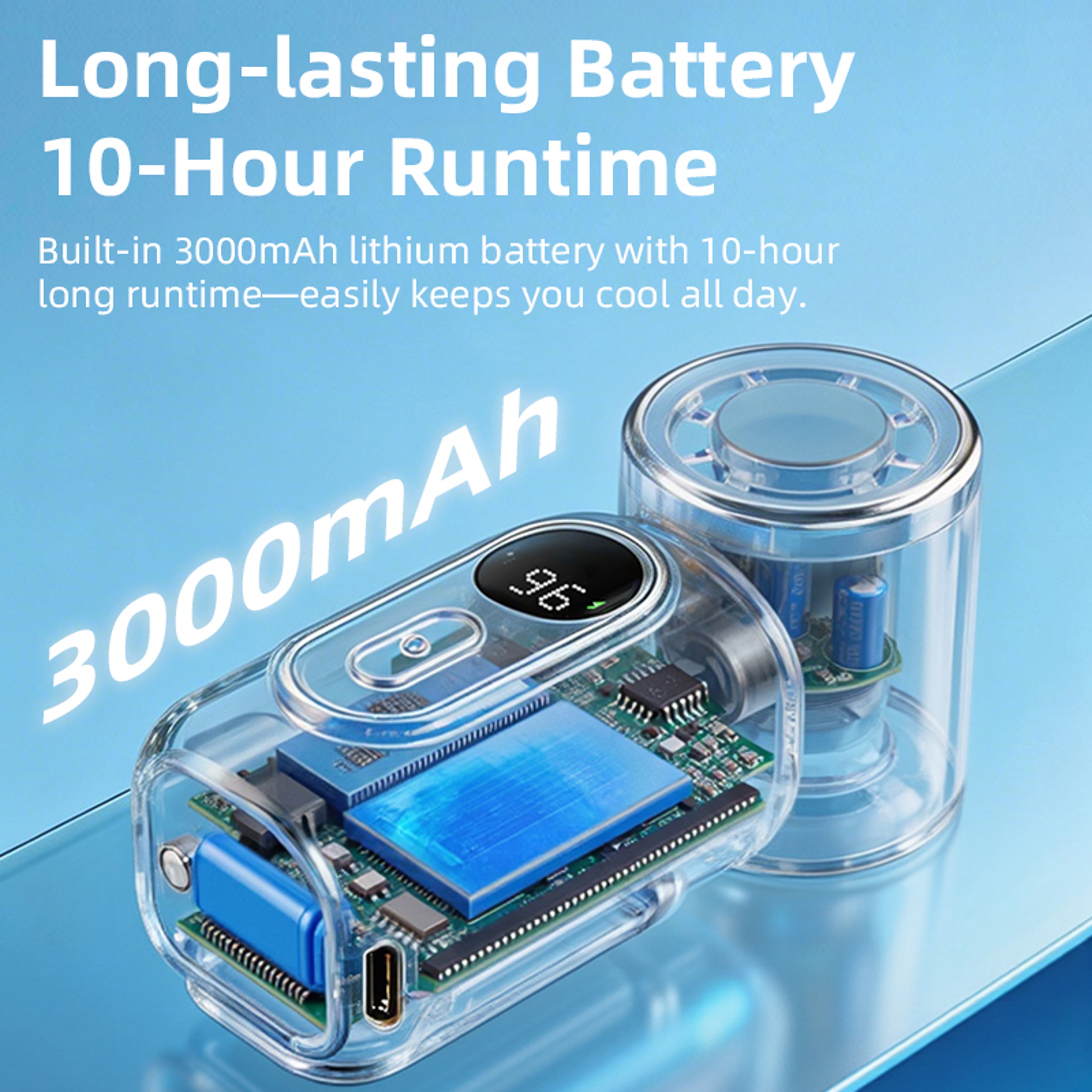 Portable Clip On Fan With LED Display  Speed Cooling 6