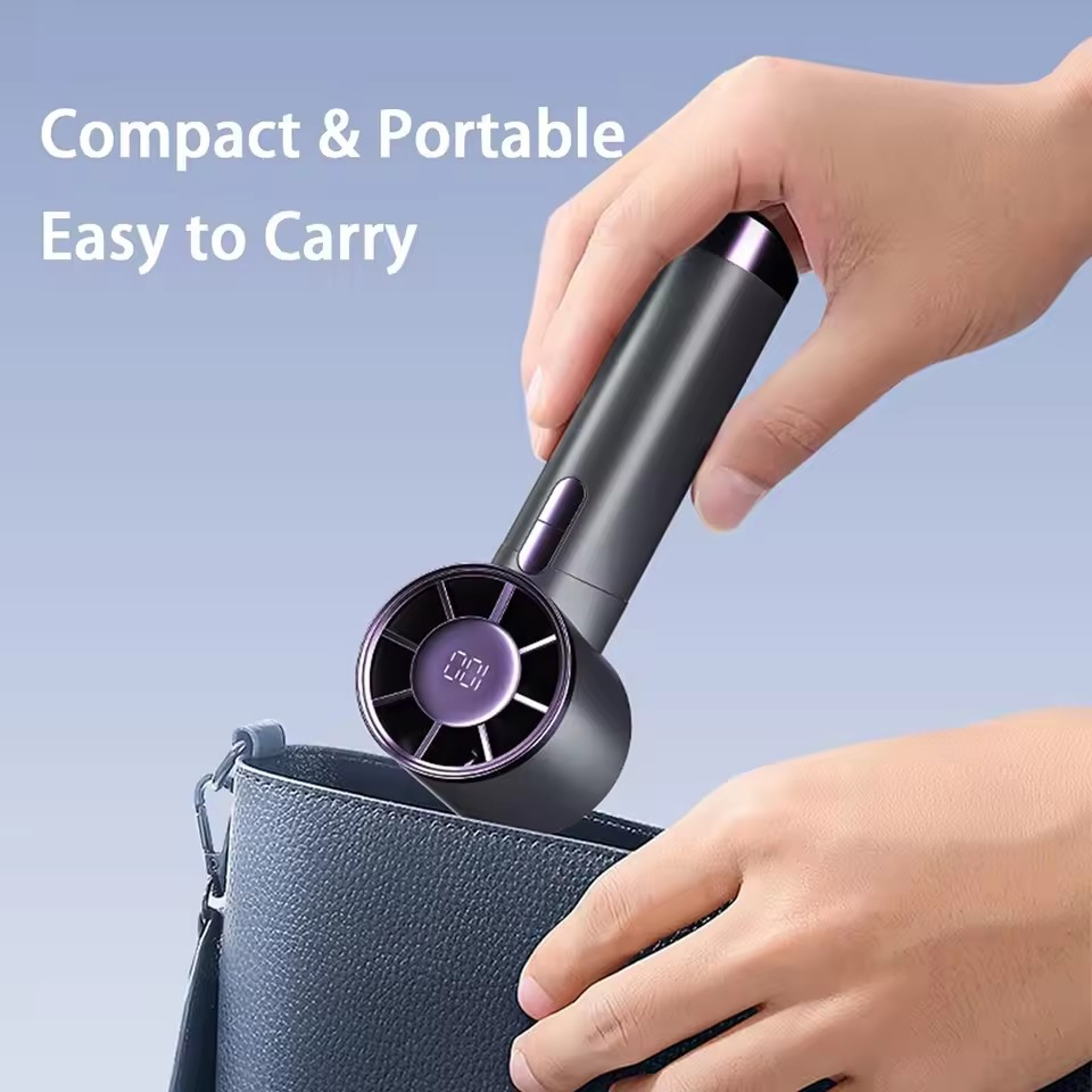 Portable Handheld Fan With Battery  LED Display 5