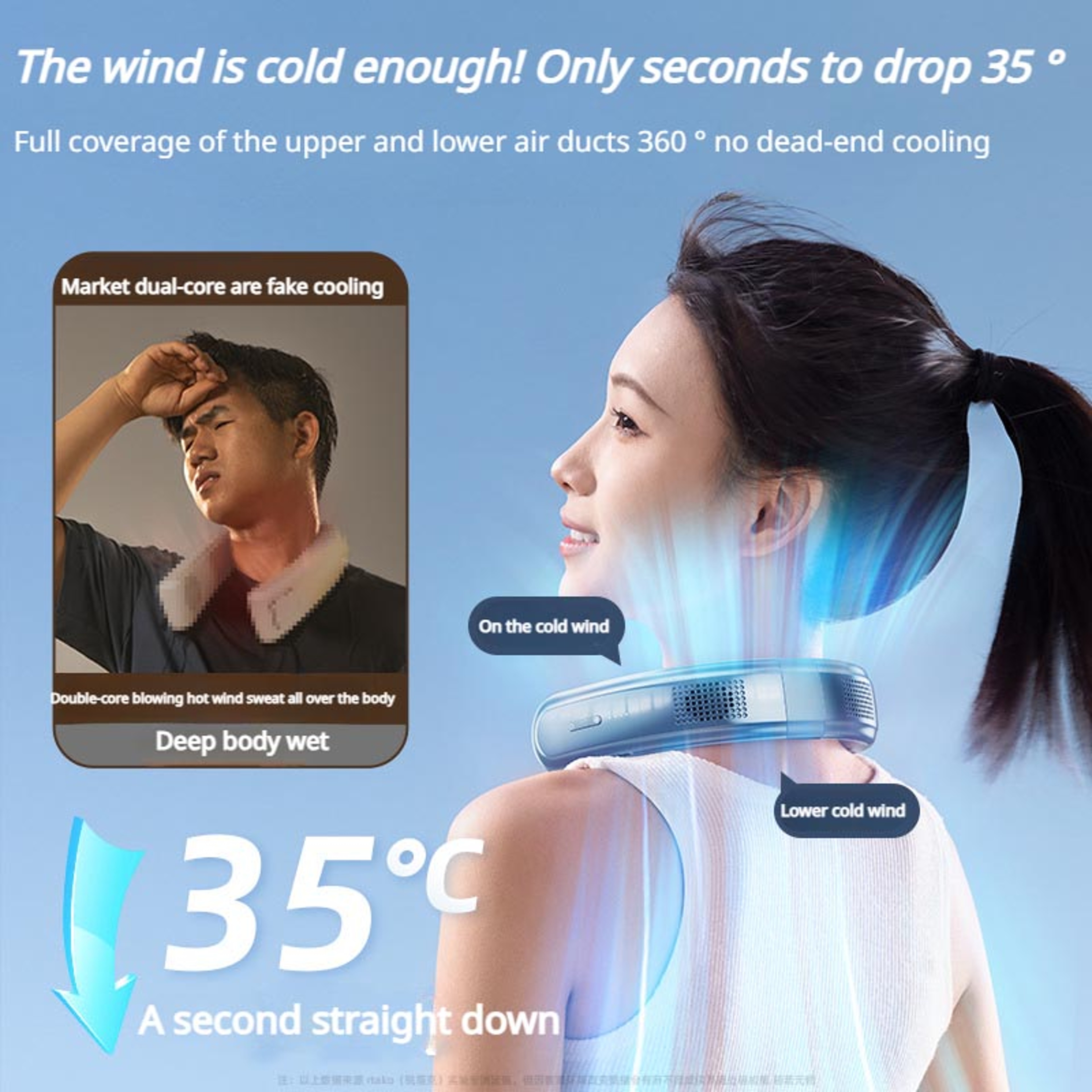 Portable Neck Fan With Battery  HandsFree Cooling 6