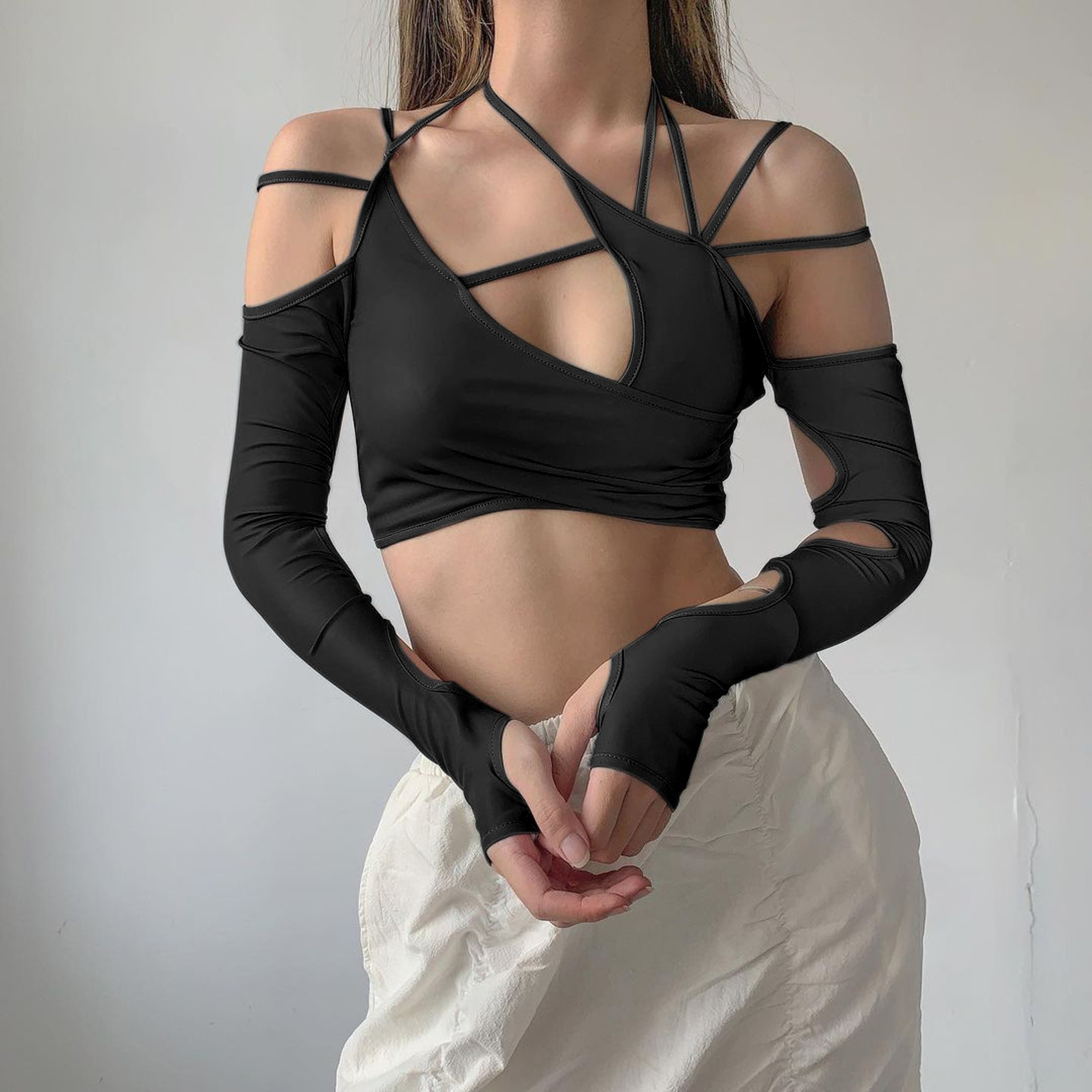 Backless Halter Crop Top For Women Summer Casual Going Out Tank 3