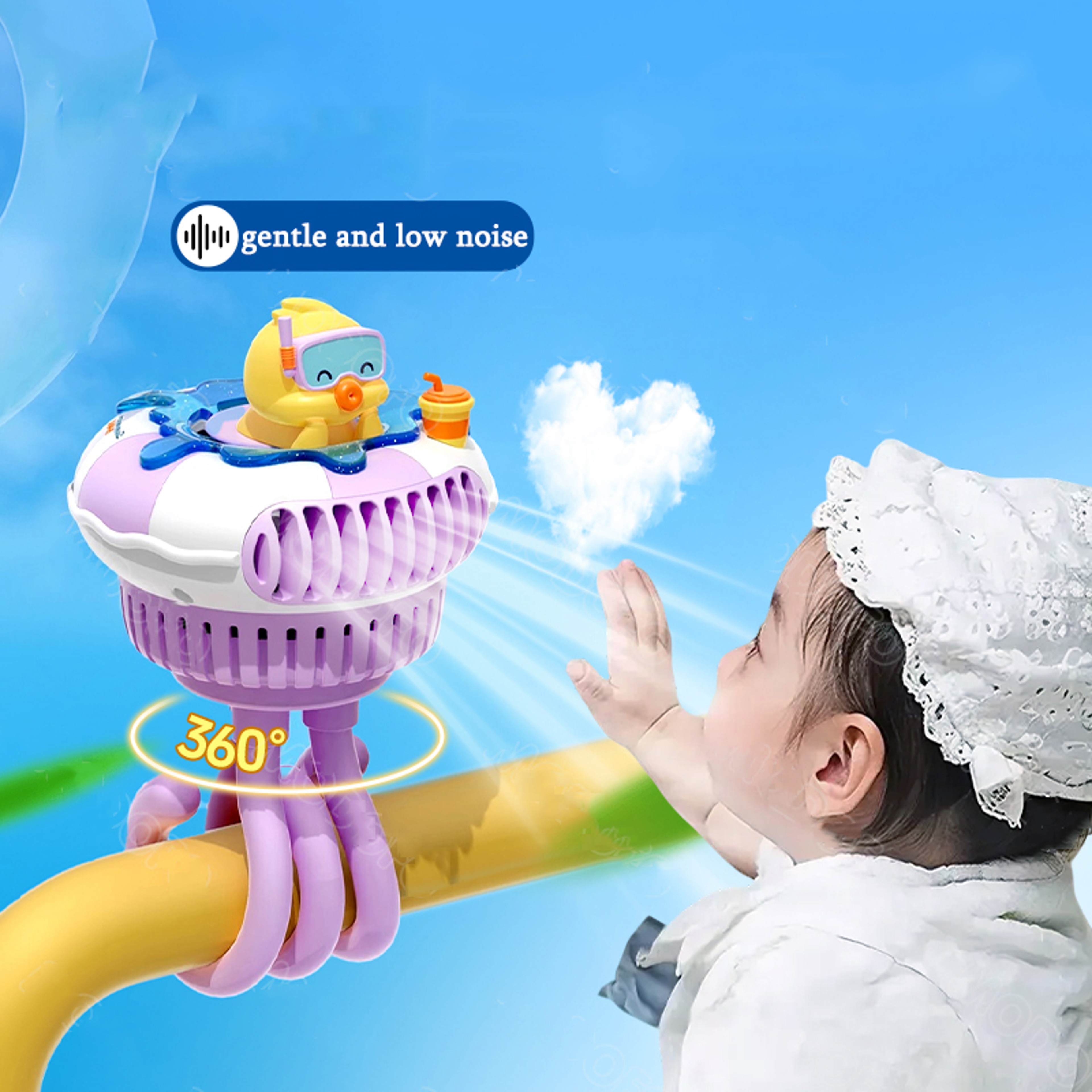 Baby Stroller Fan Bladeless Stroller Fan With Flexible Tripod  USB Rechargeable Design 4