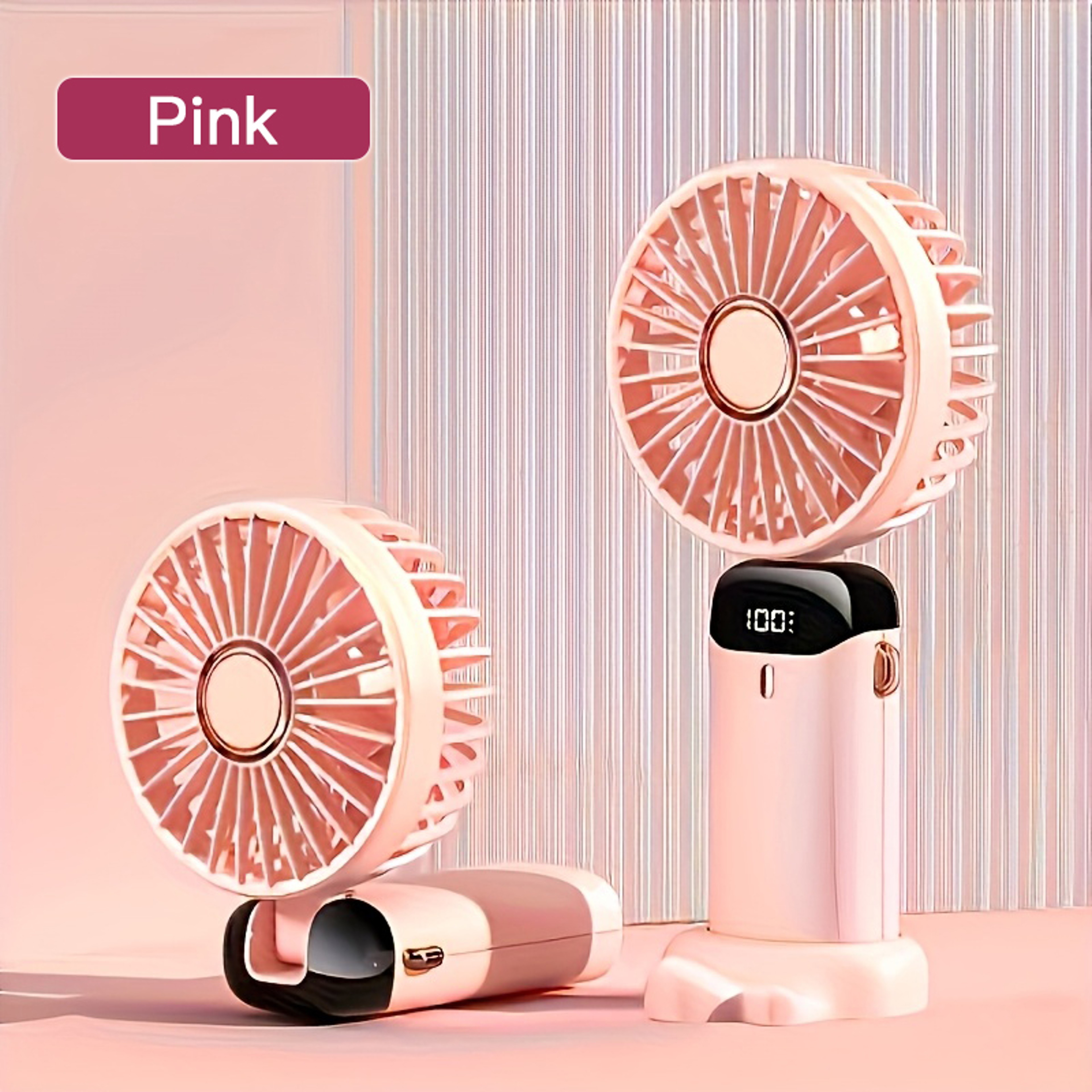 Portable Mini Fan With LED Light USB Rechargeable Handheld Desk Fan 3