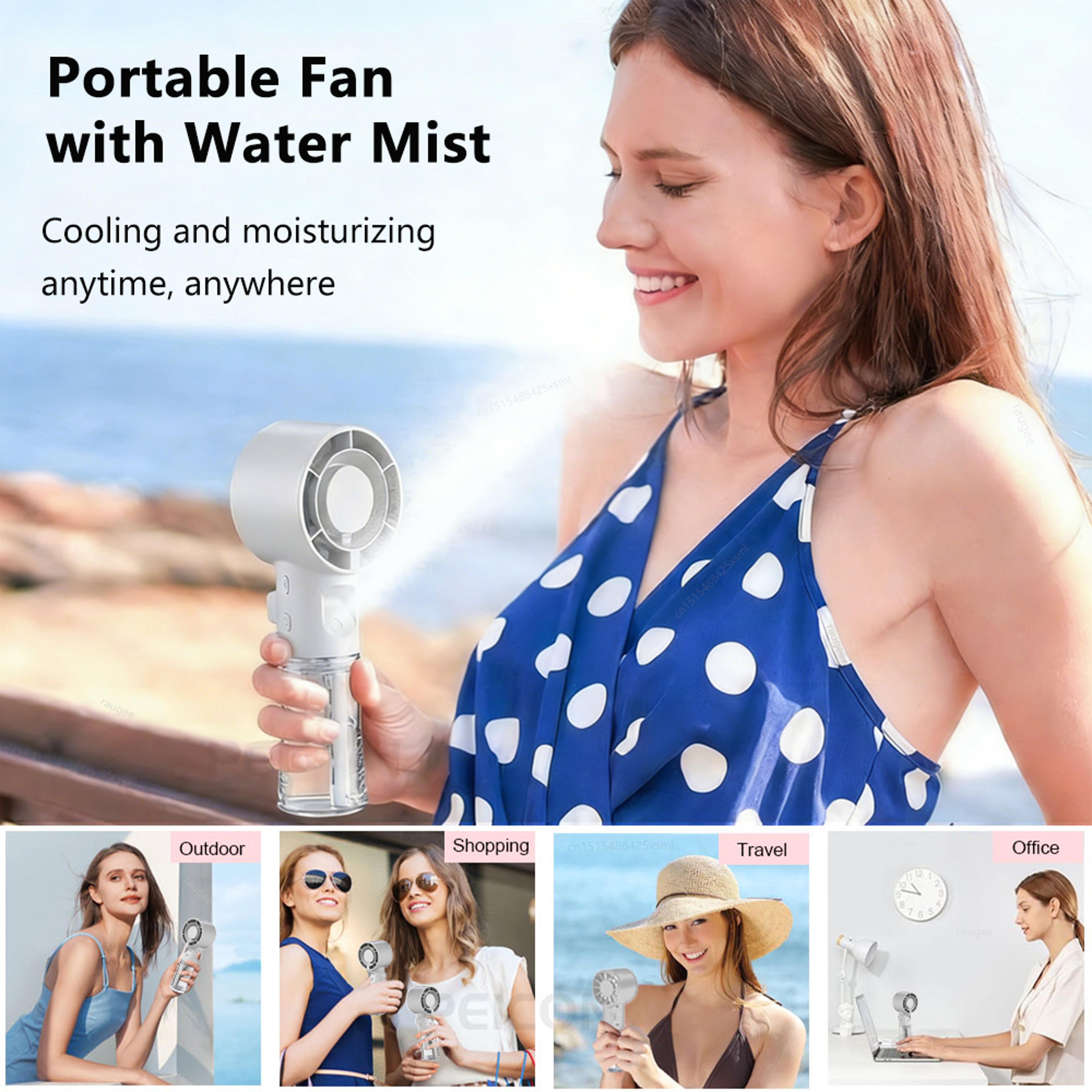 Portable MistCool Handheld Fan USB Rechargeable Personal Cooling Fan 7