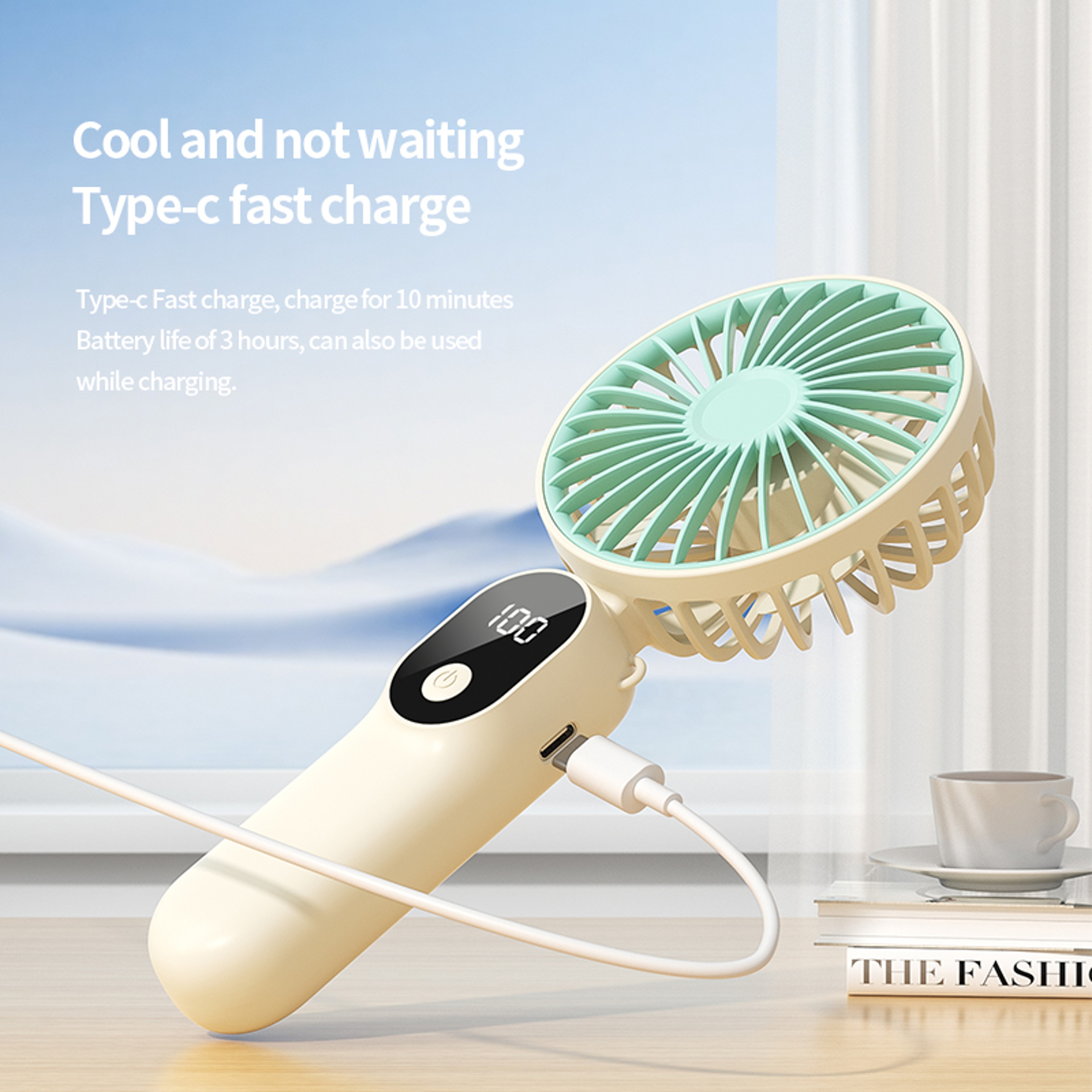 Portable Handheld Neck Fan With Digital Display  Speed Cooling 5