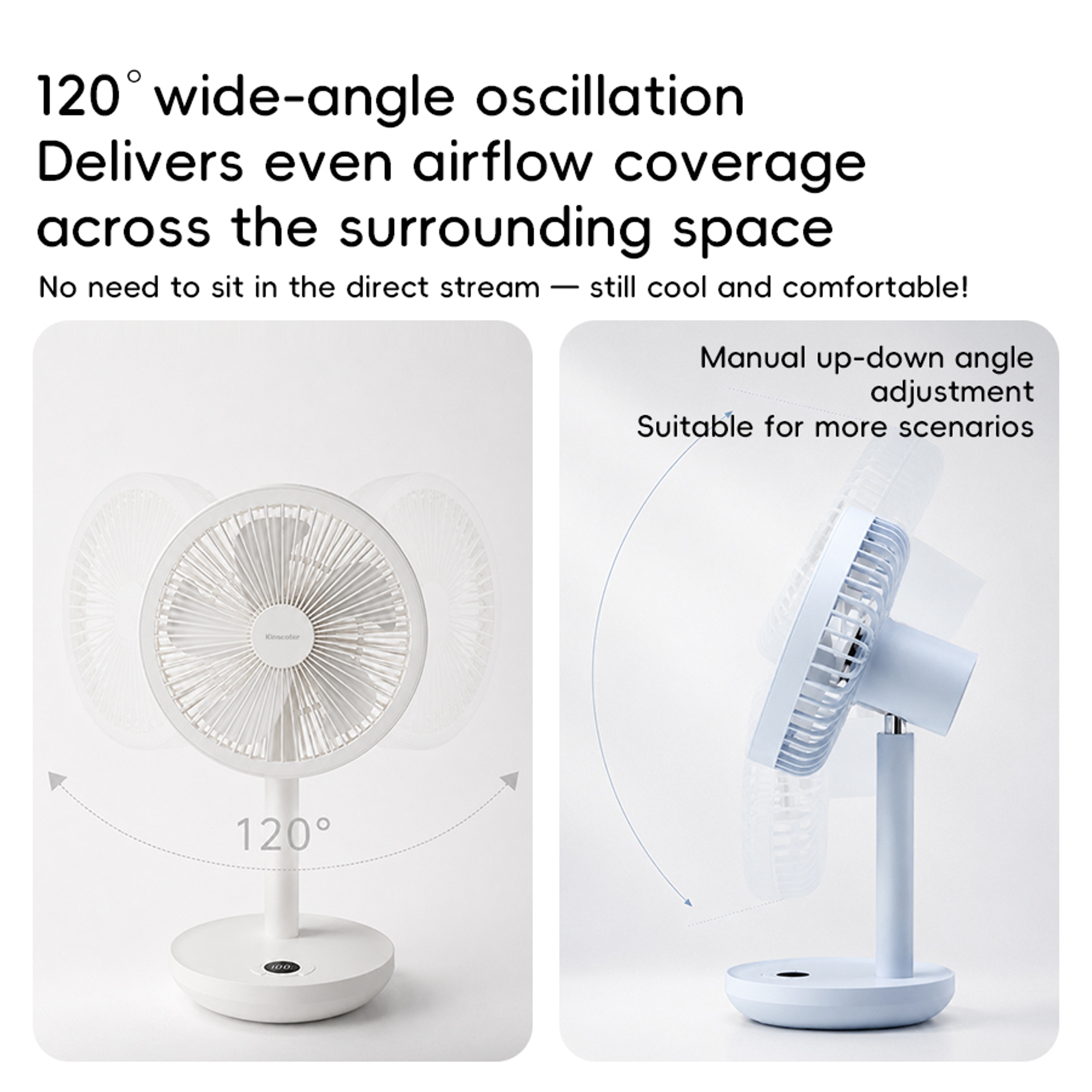 Silent Portable Rechargeable Fan With Oscillation  Timer 7