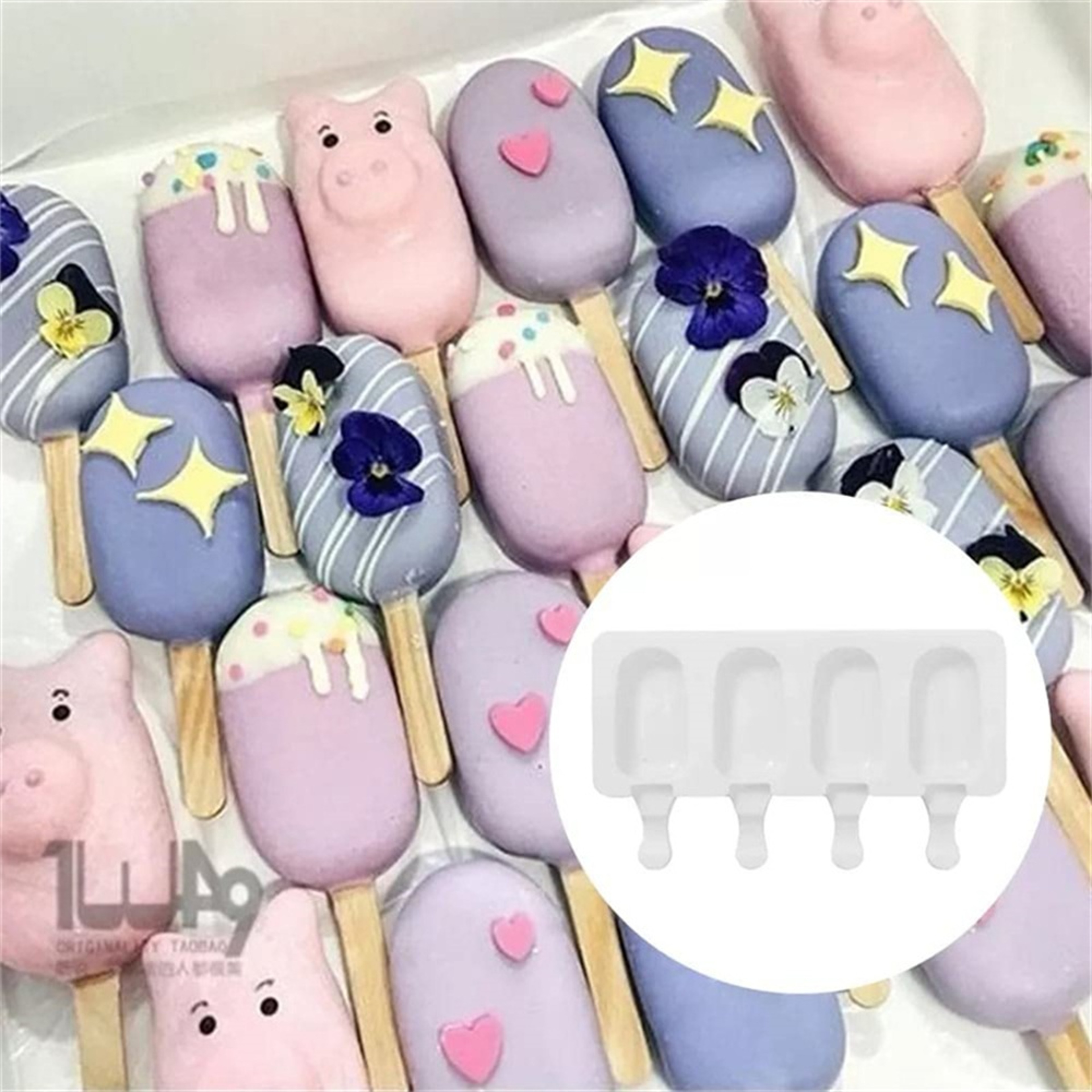 Homemade Treats Cavity Silicone Popsicle Maker Set With Sticks 6