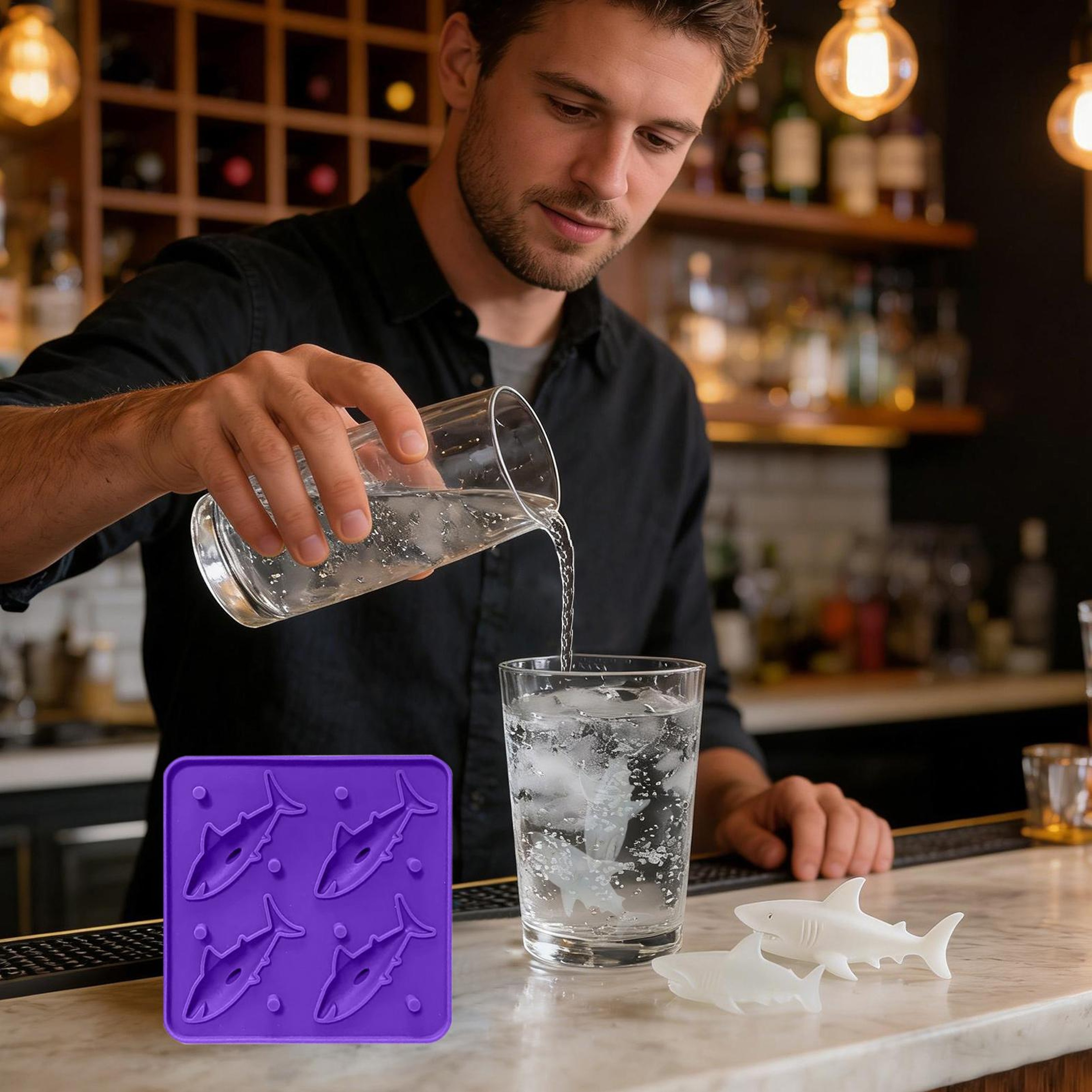 Shark Bite Silicone Ice Mold Tray Reusable Shark Ice Cube Mold For Parties  Drinks 4