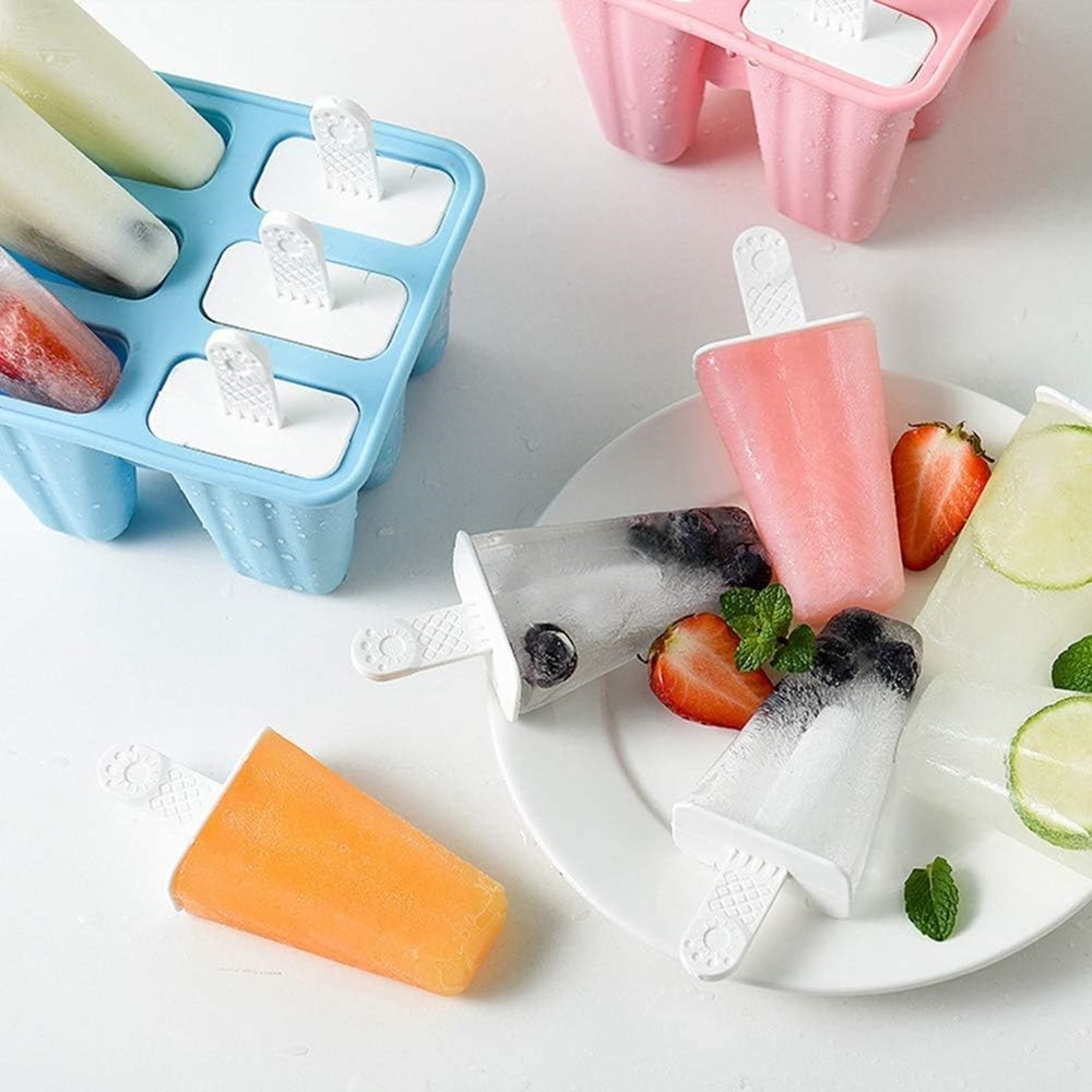 Popsicle Mold Set Reusable Silicone Ice Cream Maker With Easy Release Sticks 8