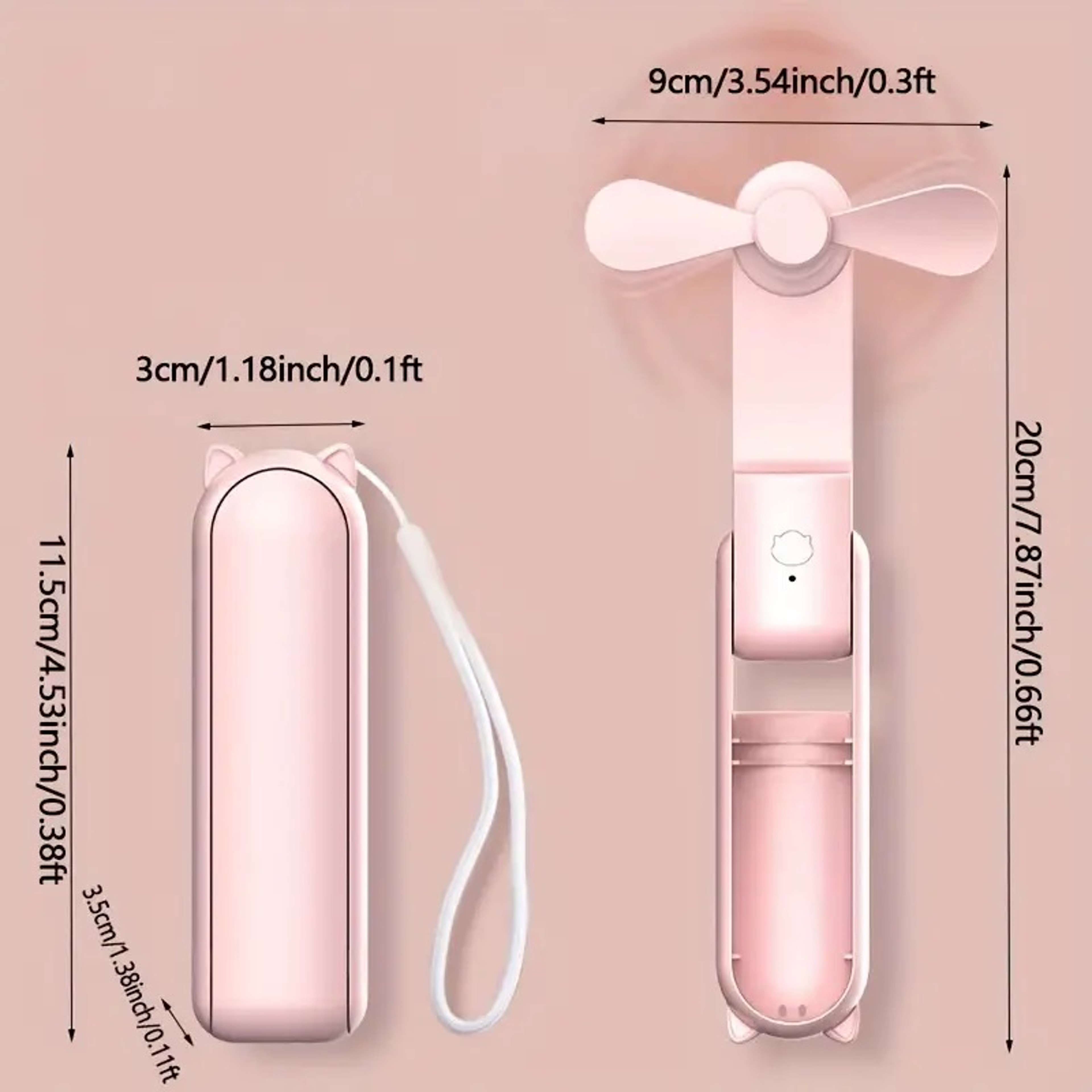 USB Rechargeable Portable Mini Fan With Speed Cooling  Foldable Travel Design 3