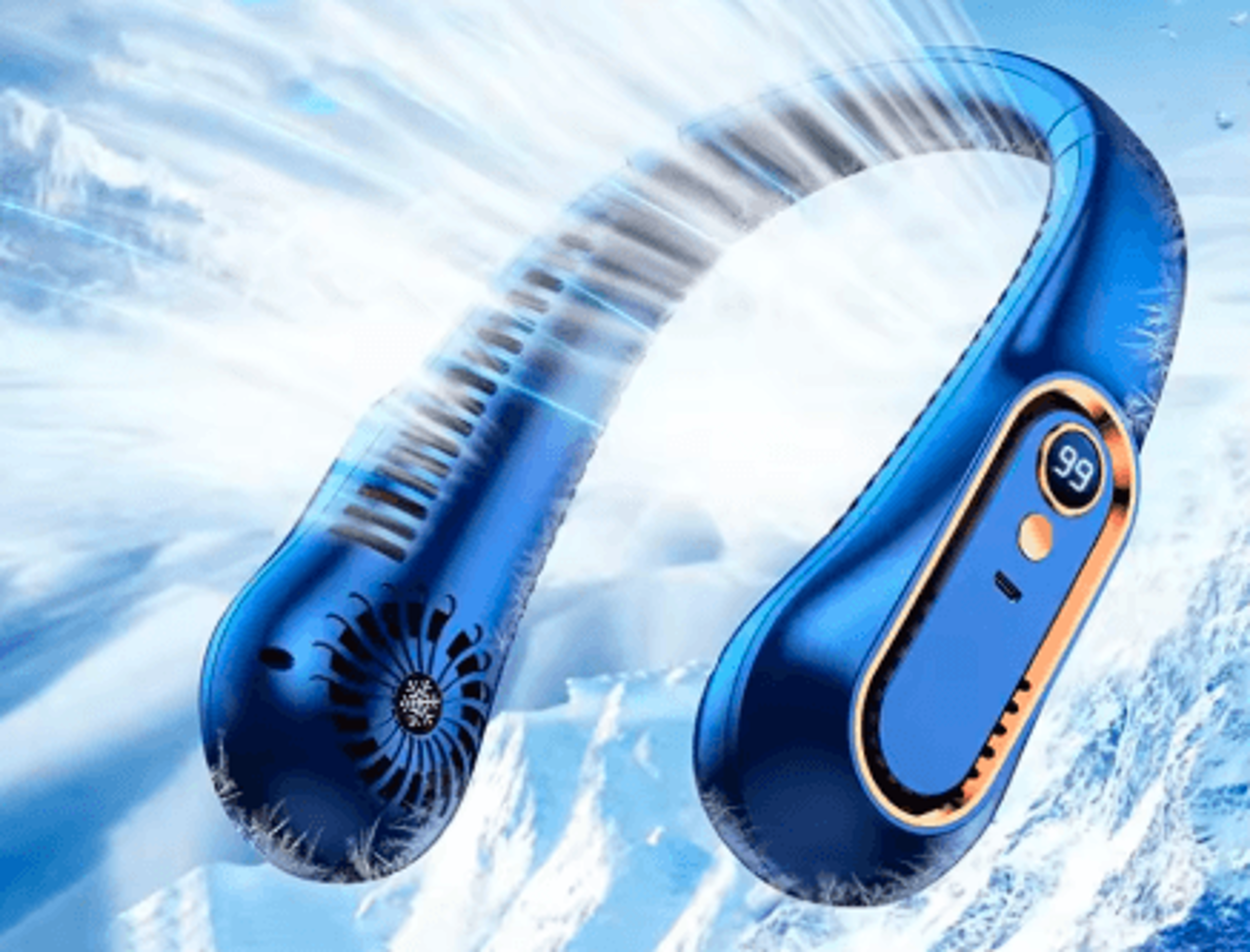 Wearable Neck Fan With LED Display  Speed Bladeless Cooling 0