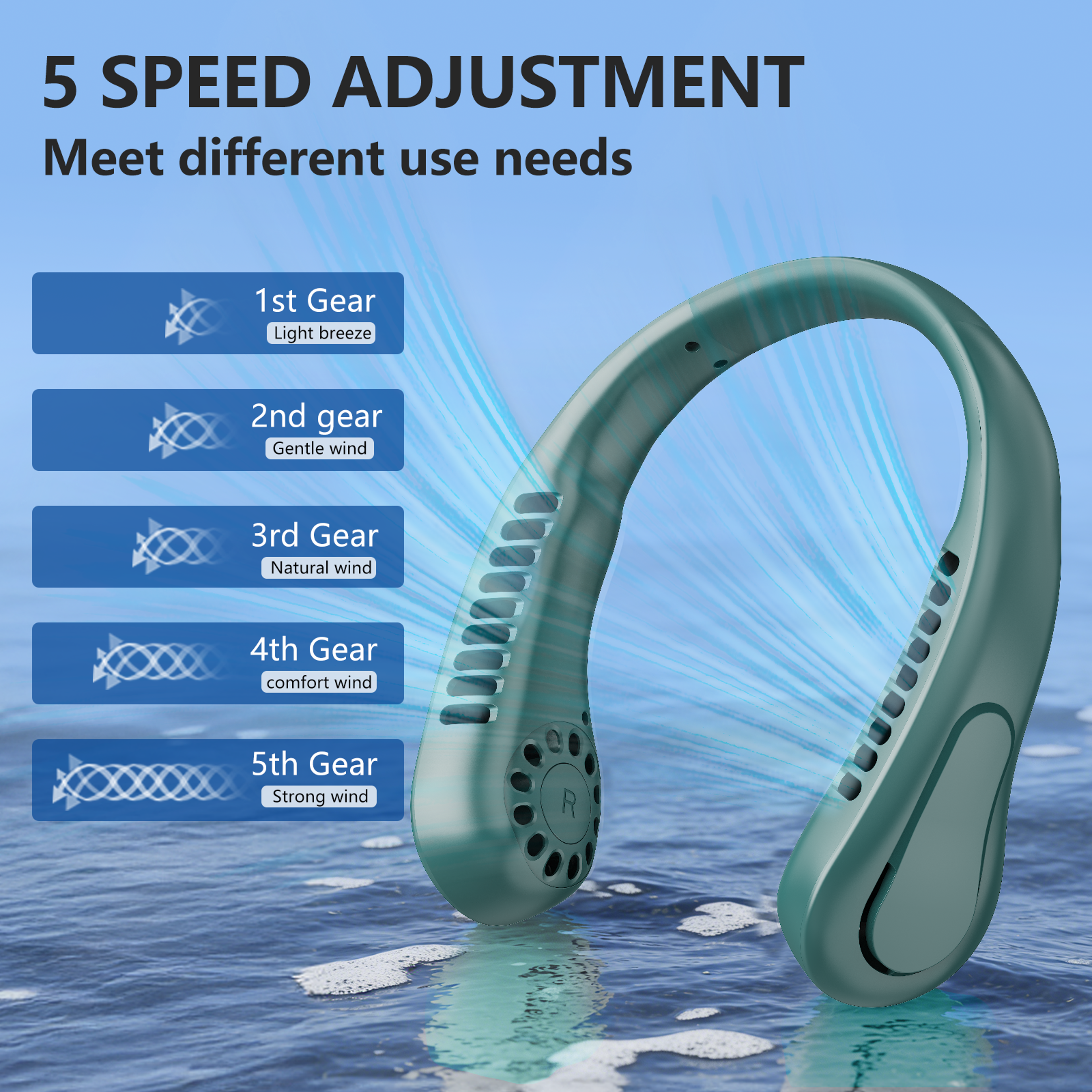 Portable Bladeless Neck Fan With Infinite Speed Rechargeable Cooling 3