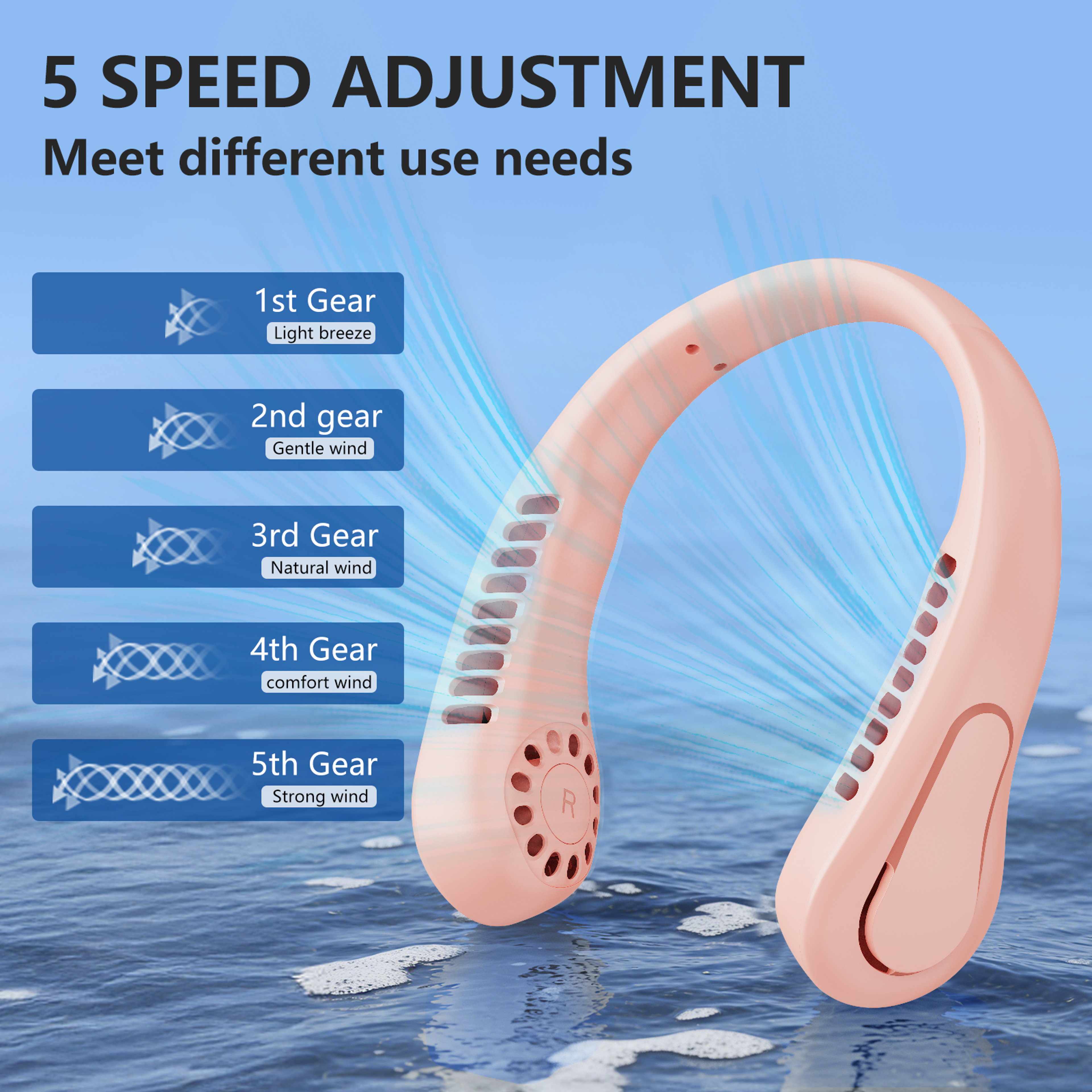 Portable Bladeless Neck Fan With Infinite Speed Rechargeable Cooling 4