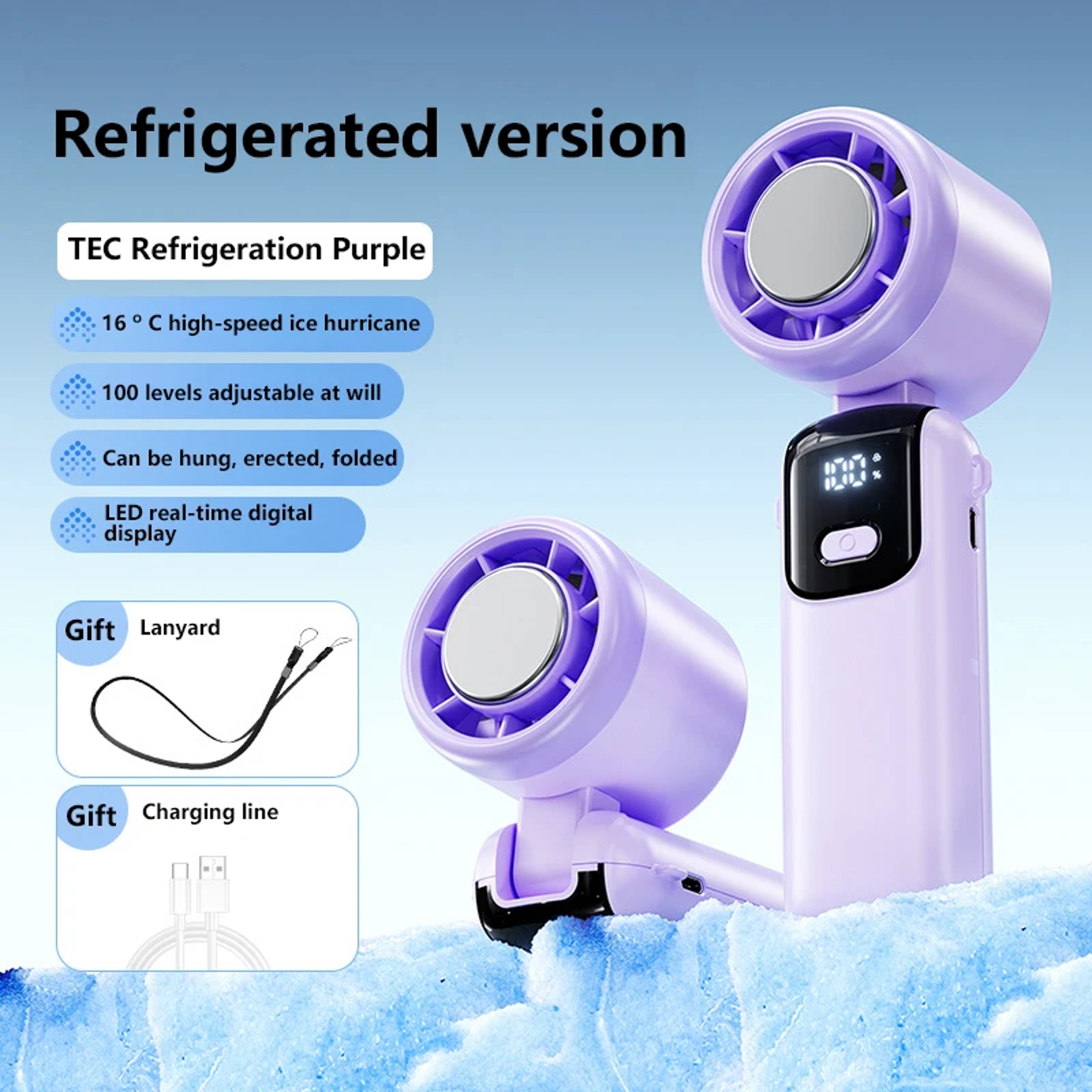 Portable Handheld Turbo Cooling Fan With Ice Cooling Plate And USB Rechargeable Design 4
