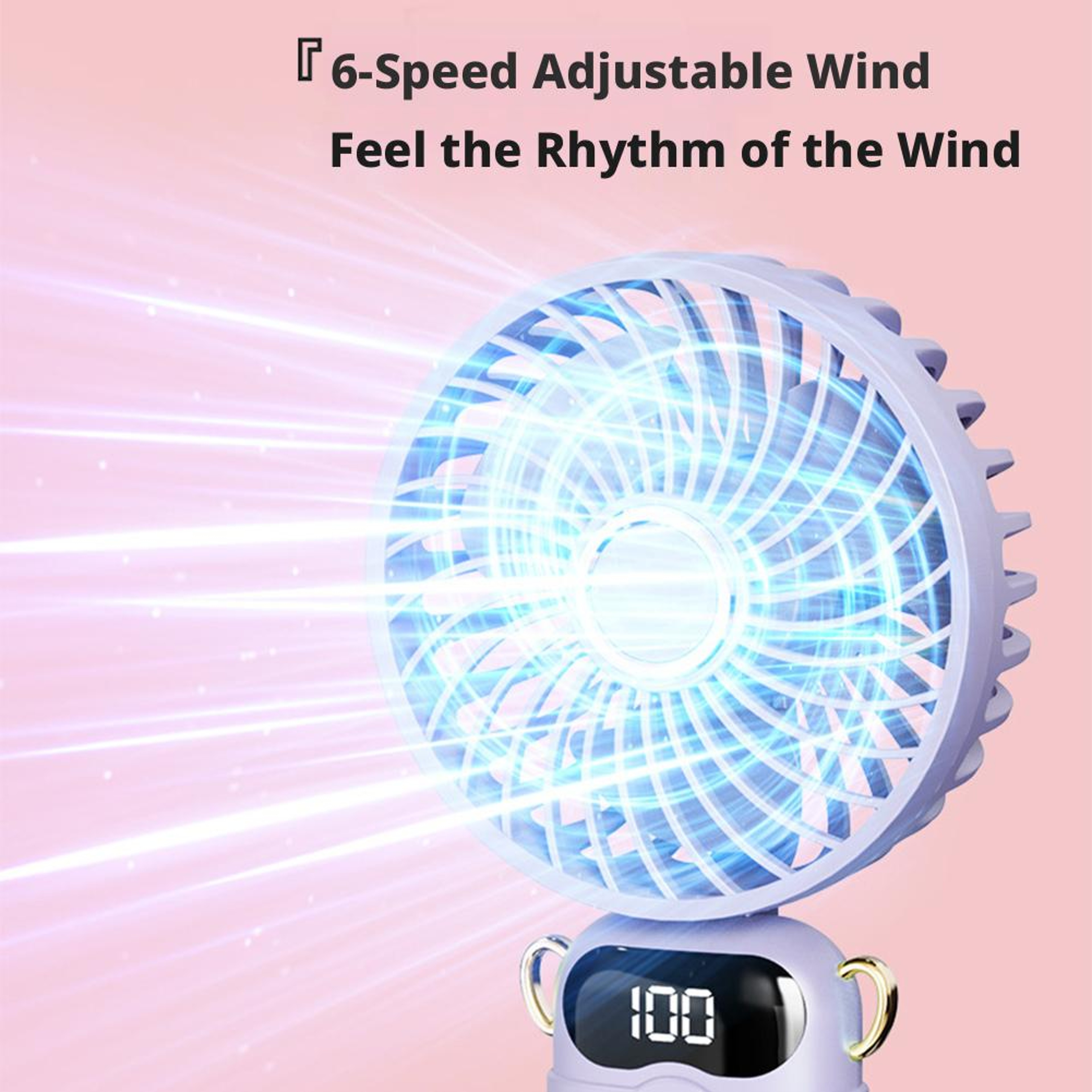 Portable Handheld Fan With USB Rechargeable Fan And Digital Display 7