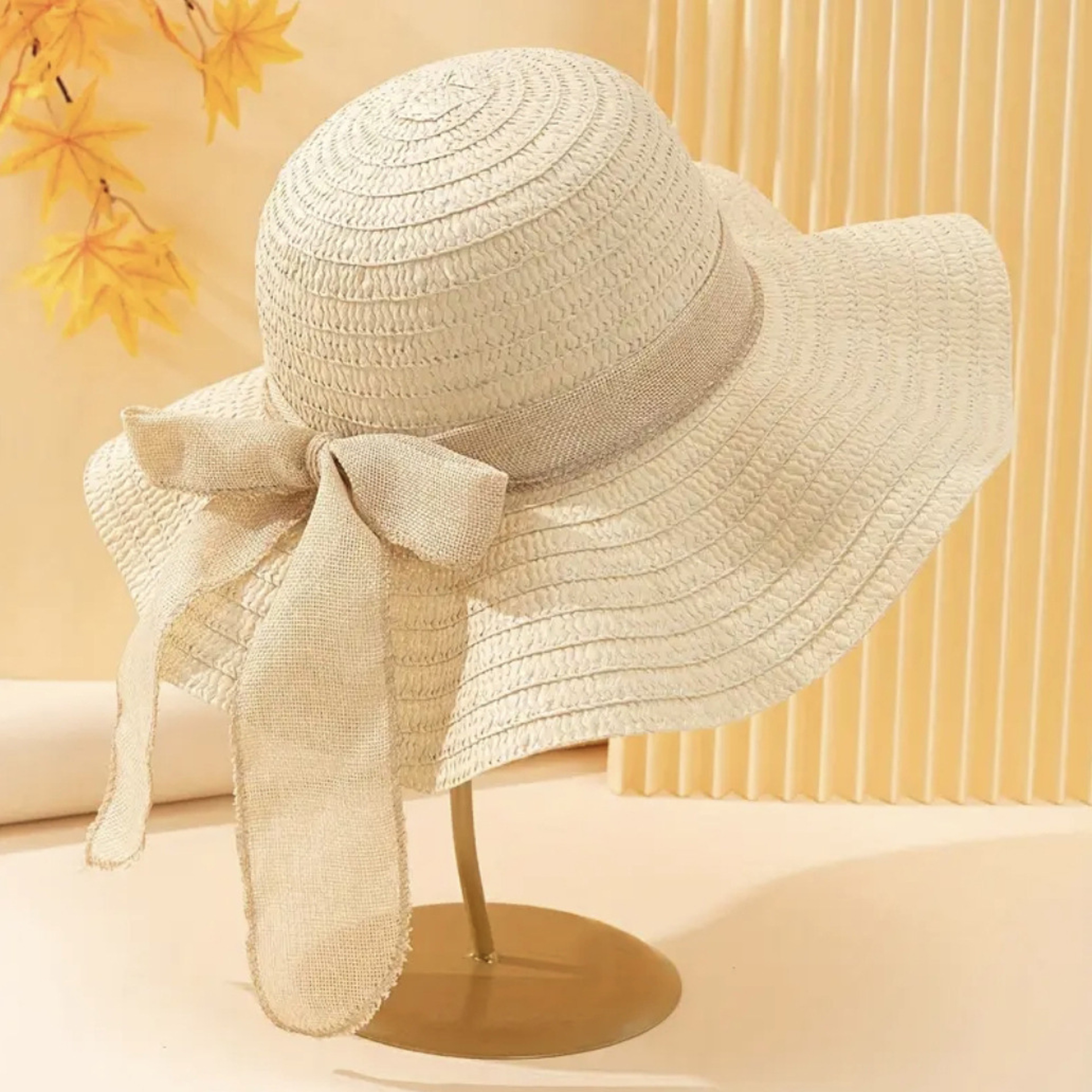 Boho Shell Bow Beach Sun Hat For Women With Wide Brim UV Protection 2