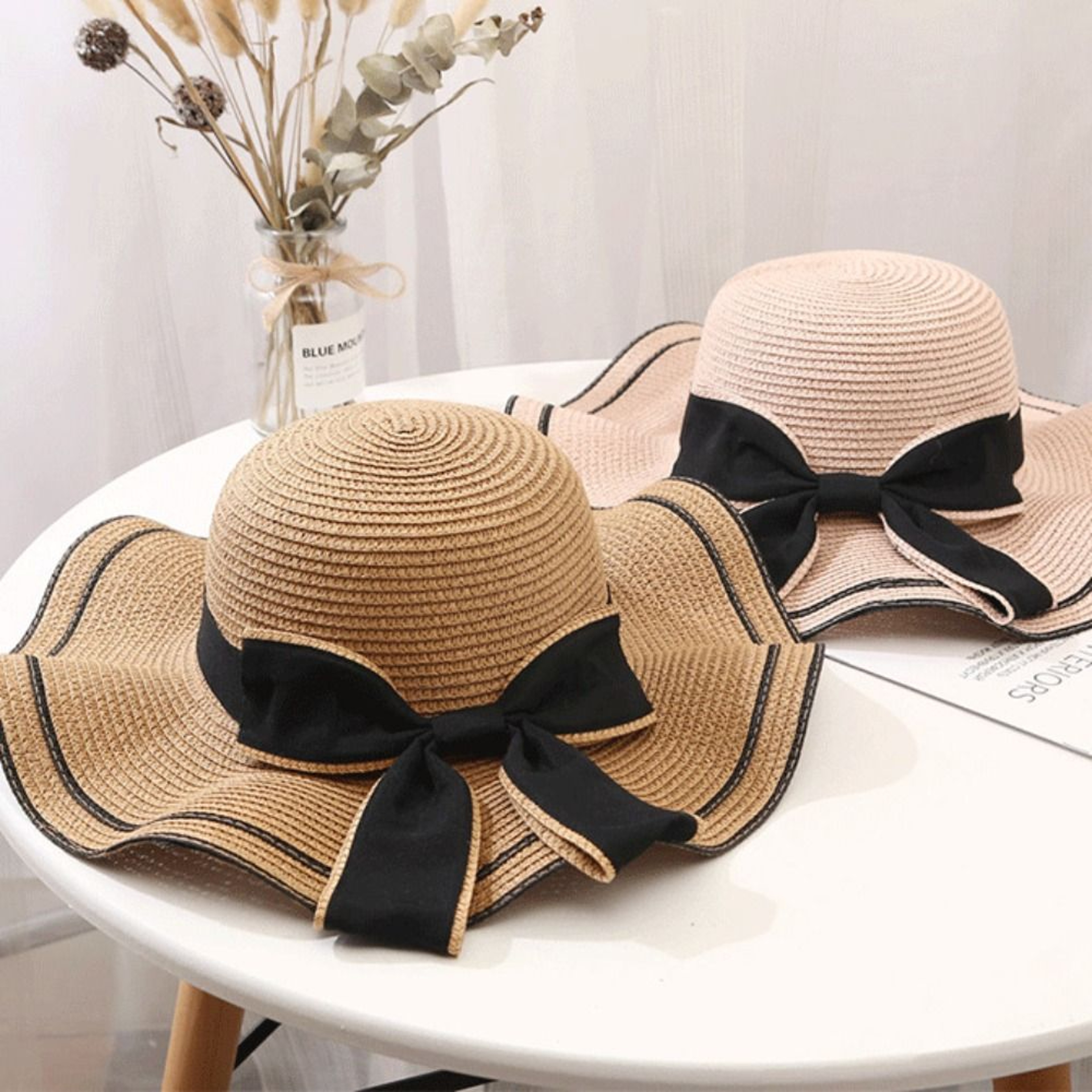 Womens Sun Hat Straw Panama Hat With Bow For Beach Travel And Summer Style 3