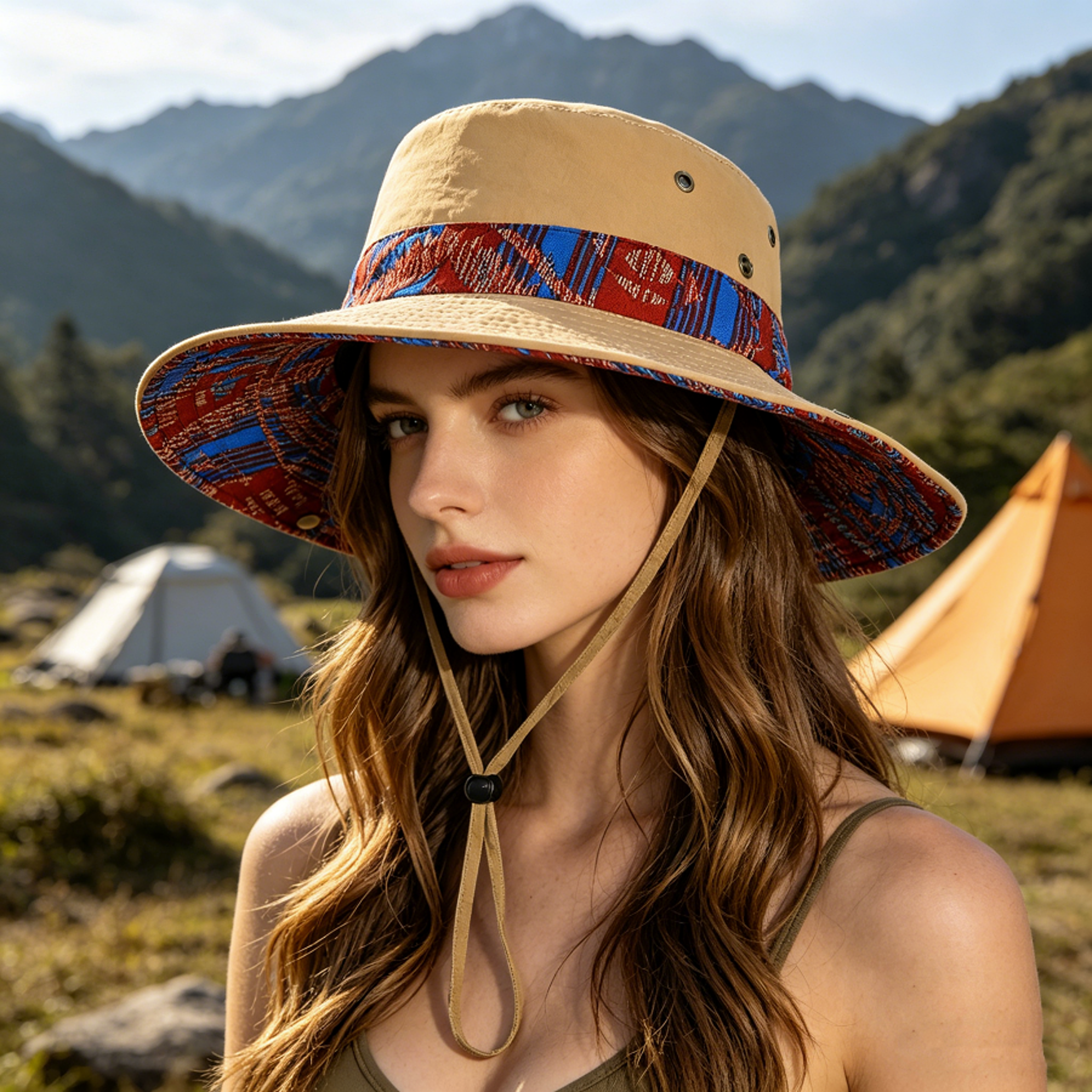 Wide Brim Hiking Sun Hat With Windproof Chin Strap Foldable Outdoor Boonie Hat 0