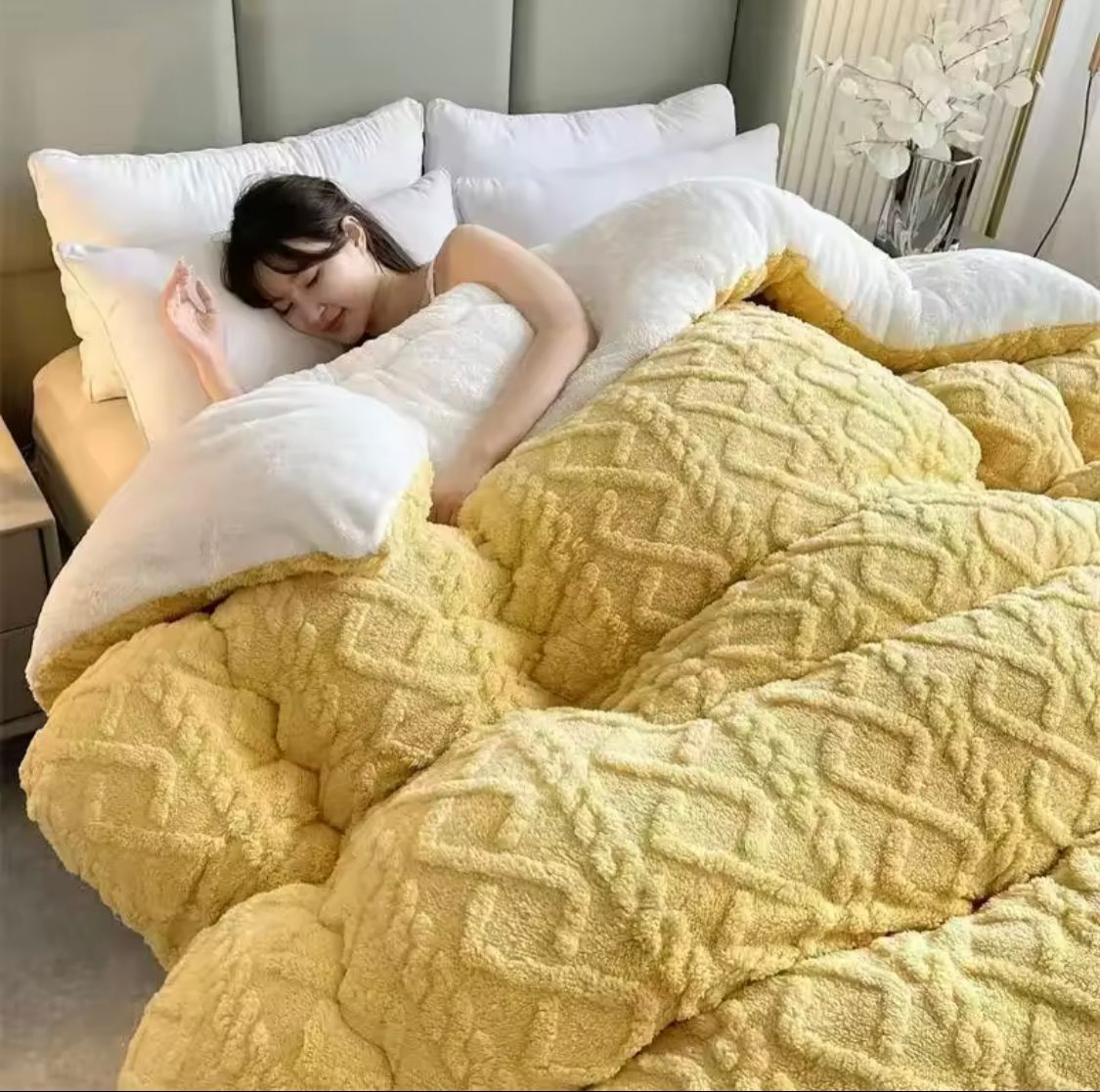 Super Thick Winter Warm Blanket for Bed, Artificial Lamb Cashmere Weighted Blanket, Soft Comfortable Quilt Comforter – view 2