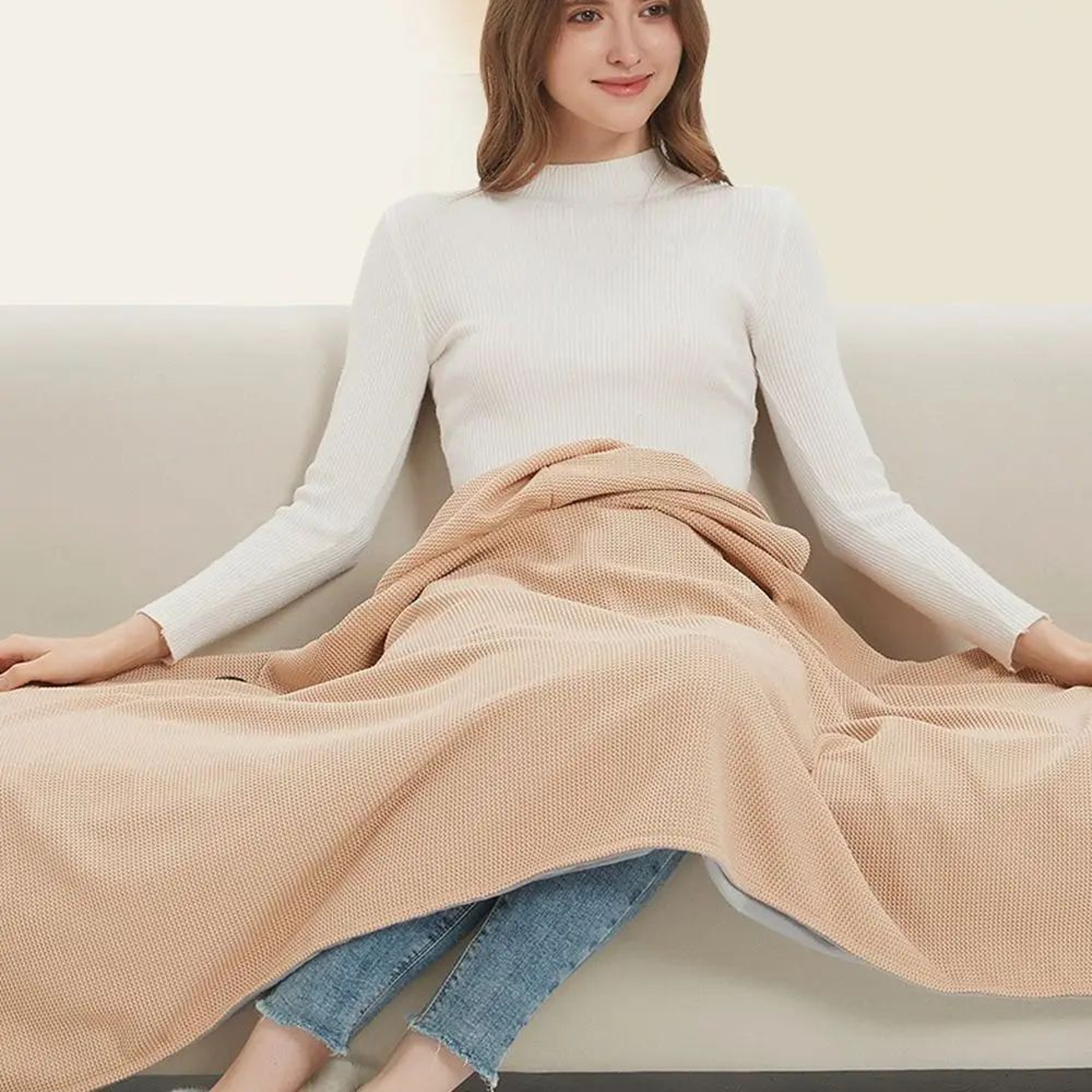 USB Electric Blanket Shawl Portable Warm Blanket With Zipper Fast Heating Winter Home Camping Wrap 3