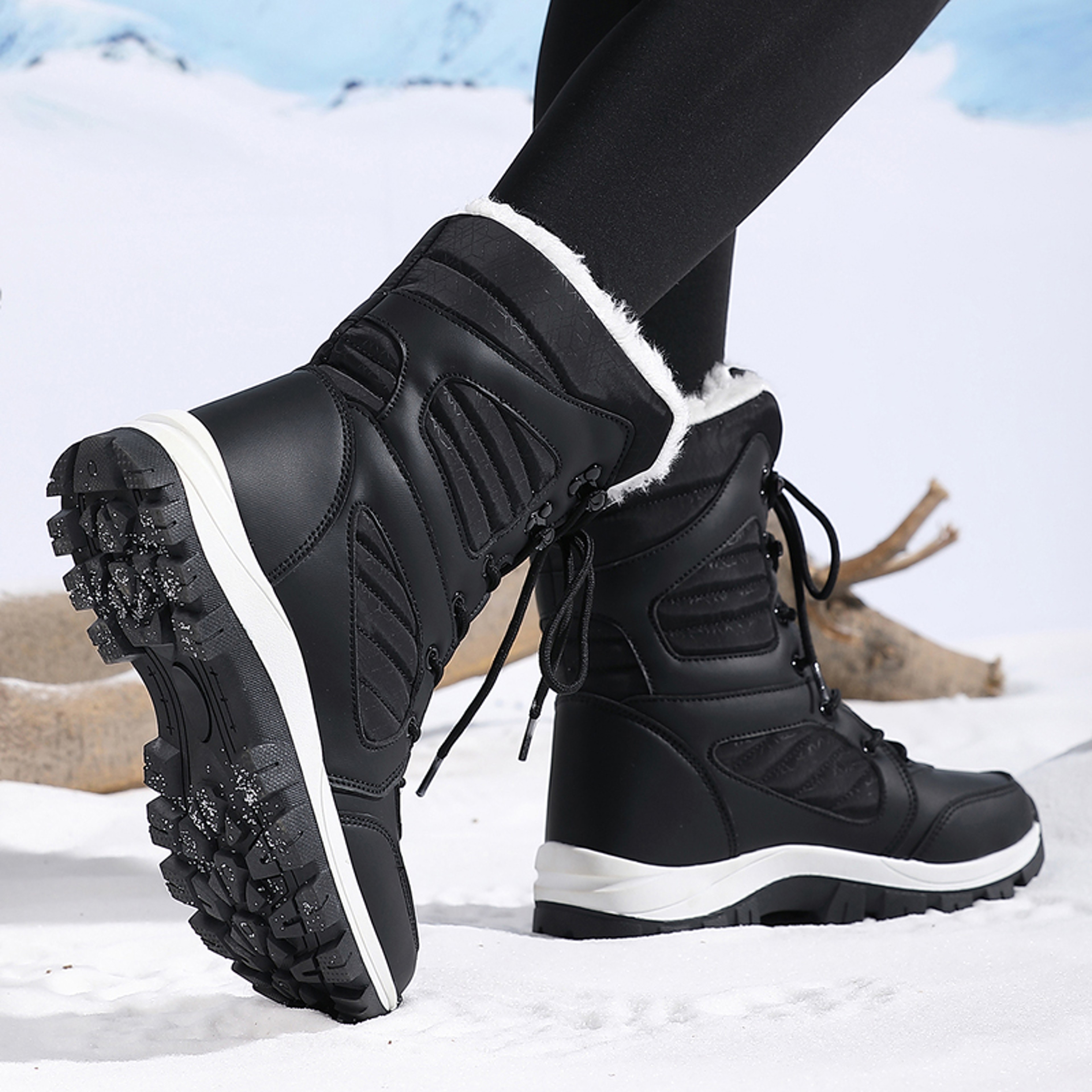 Winter Womens Snow Boots High Top Waterproof Ankle Boots Ladies Thick Plus Warm Snow Hiking Outdoor 0