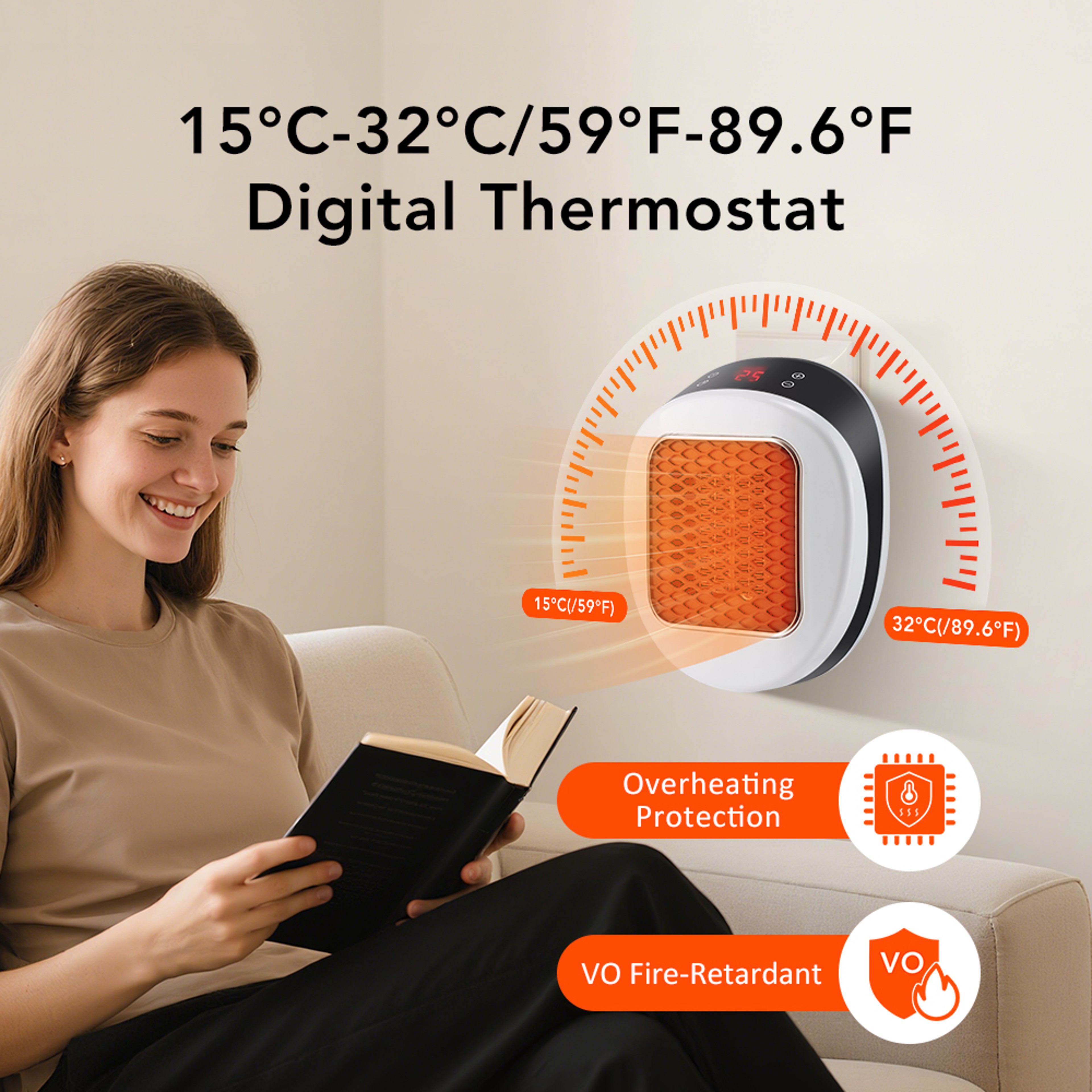 Portable Heater Electric Heater Plug In Wall Quiet Room Heater For Winter Heating Home Appliance 3