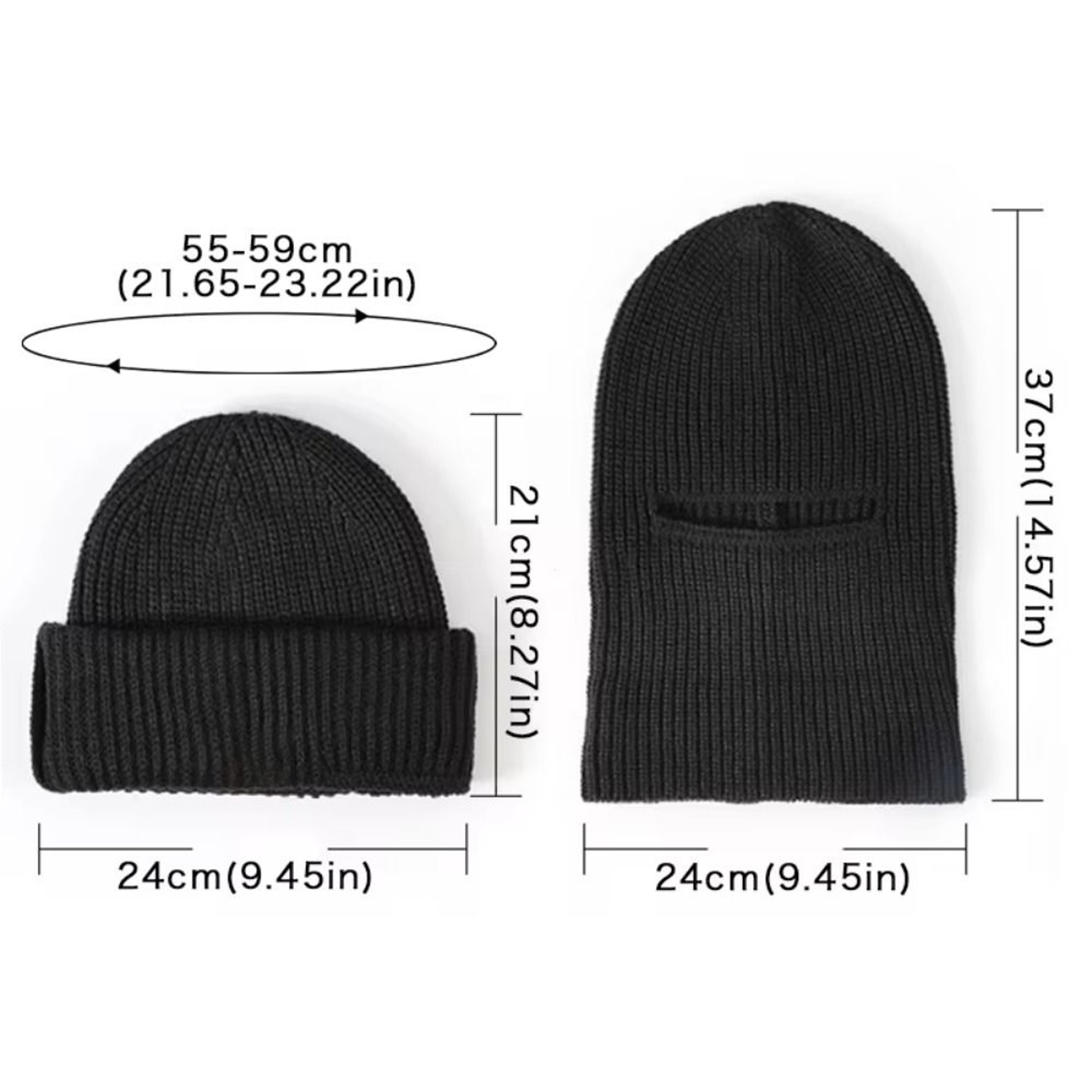 Knitted Thicken Winter 2-in-1 Mask Beanies Hat, Ski Balaclava Full Face Mask, Thermal Windproof Coldproof Running Hat – view 6
