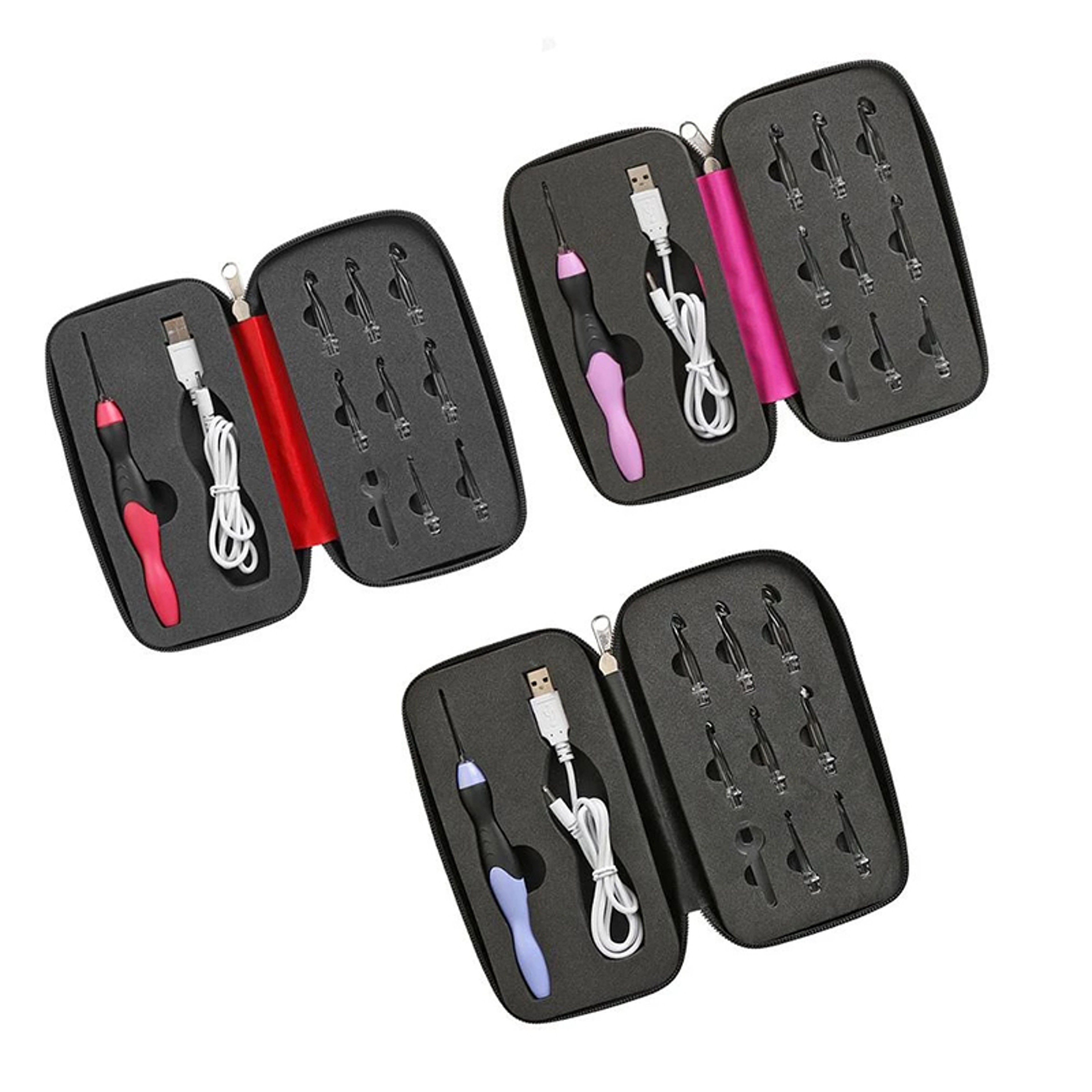 LED Sewing Tools Set DIY Weaving Sweater Tools Kit With USB Light Up Crochet Hooks 0