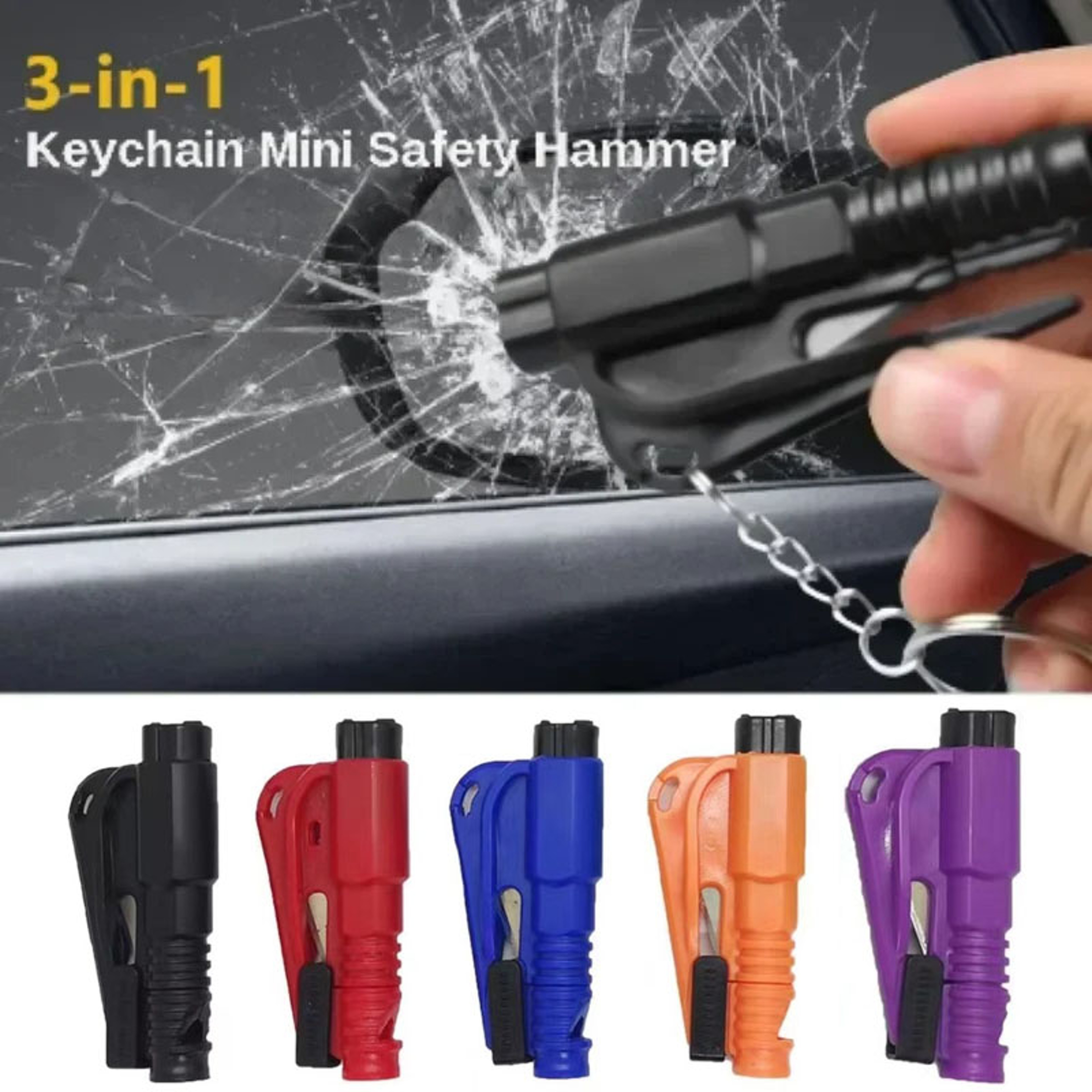 Car Window Breaker Hammer, Multi-Functional Escape Tool for Glass Breaking, New Mini Safety Hammer for Cars – view 1