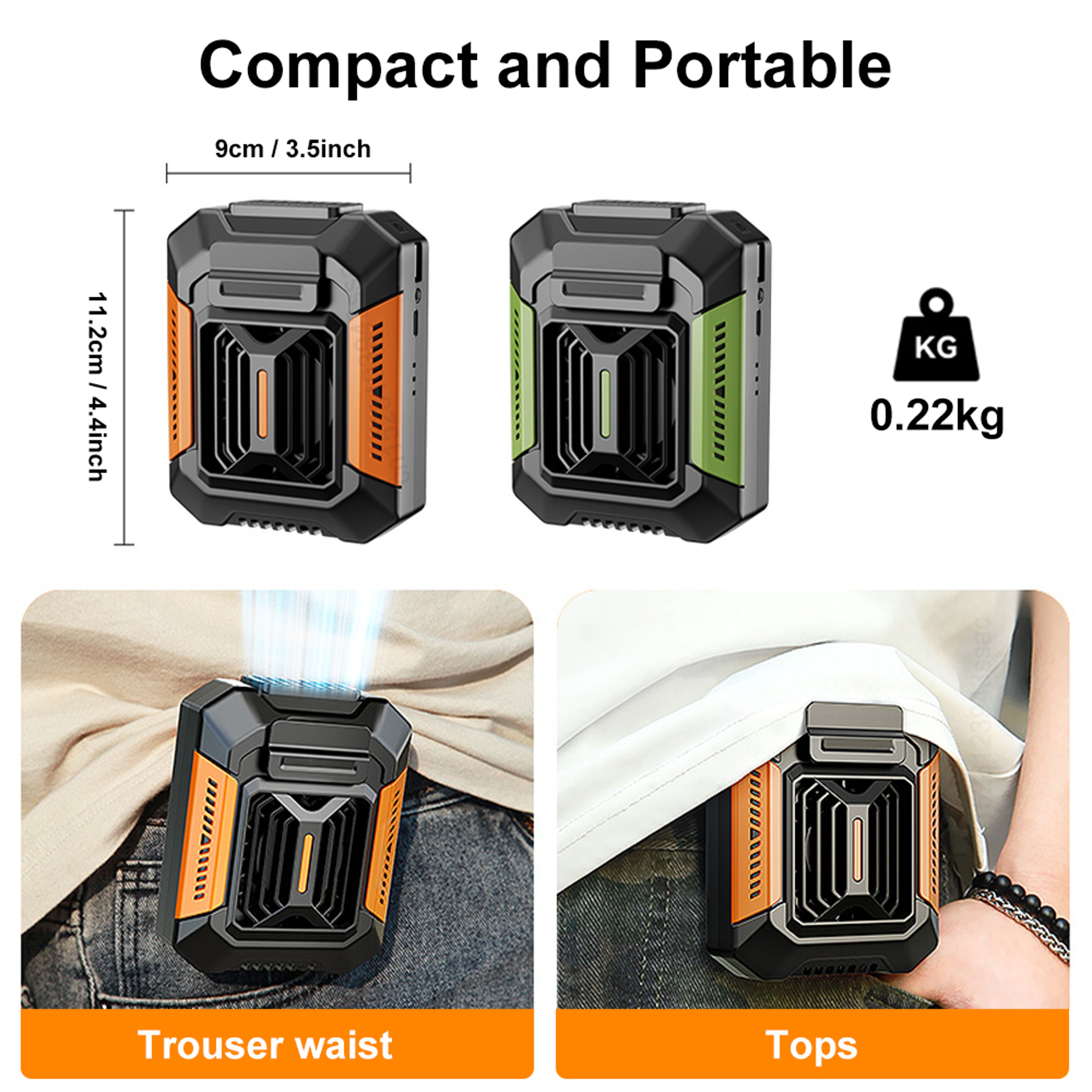 USB Rechargeable Mini Cooler Fan, Portable Waist Clip & Hanging Neck Fan for Outdoor Sports with Power Bank LED Light – view 5