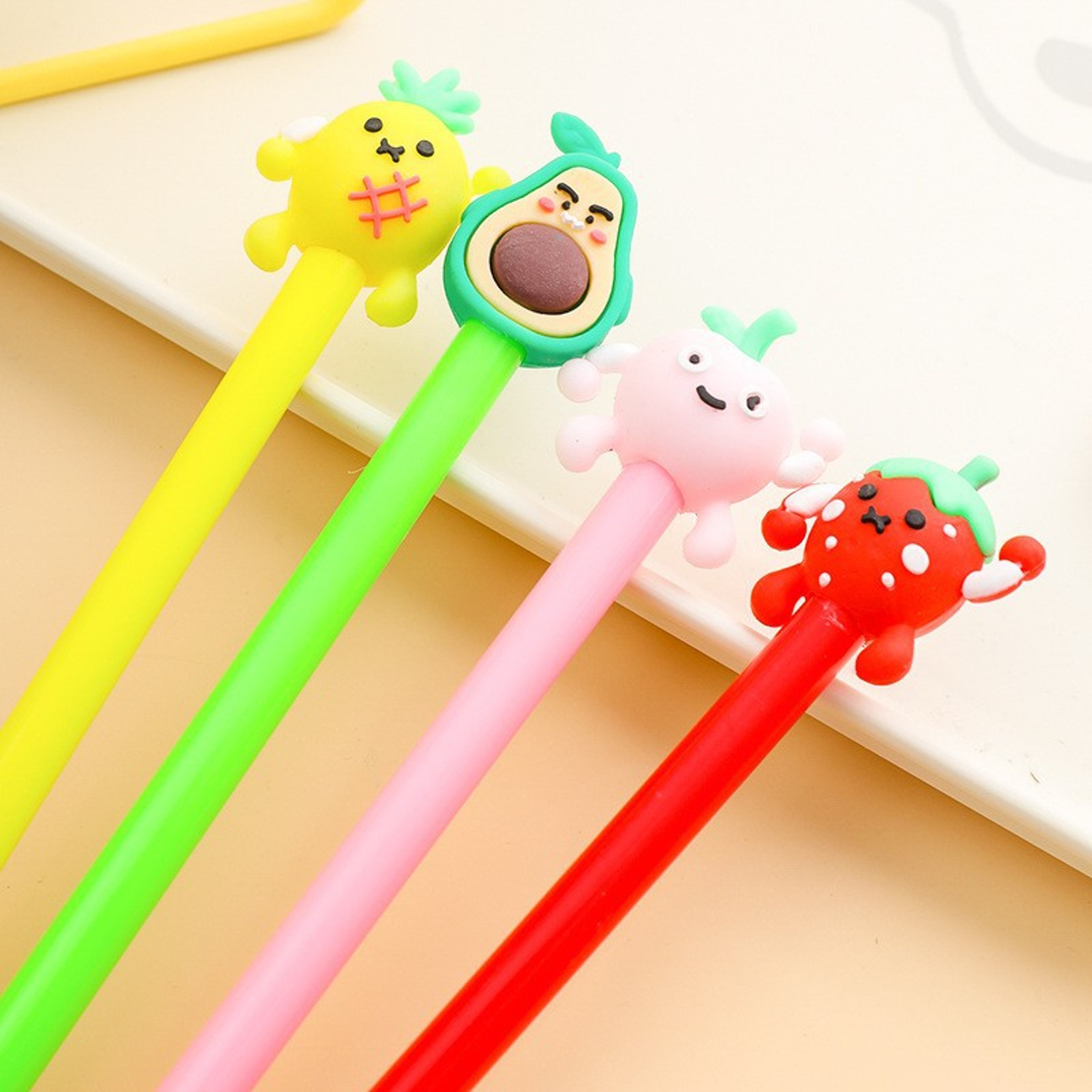 Cartoon Shape Gel Pens For Kids Fruit Face Writing Tools With Comfortable Grip School Office Suppli 3