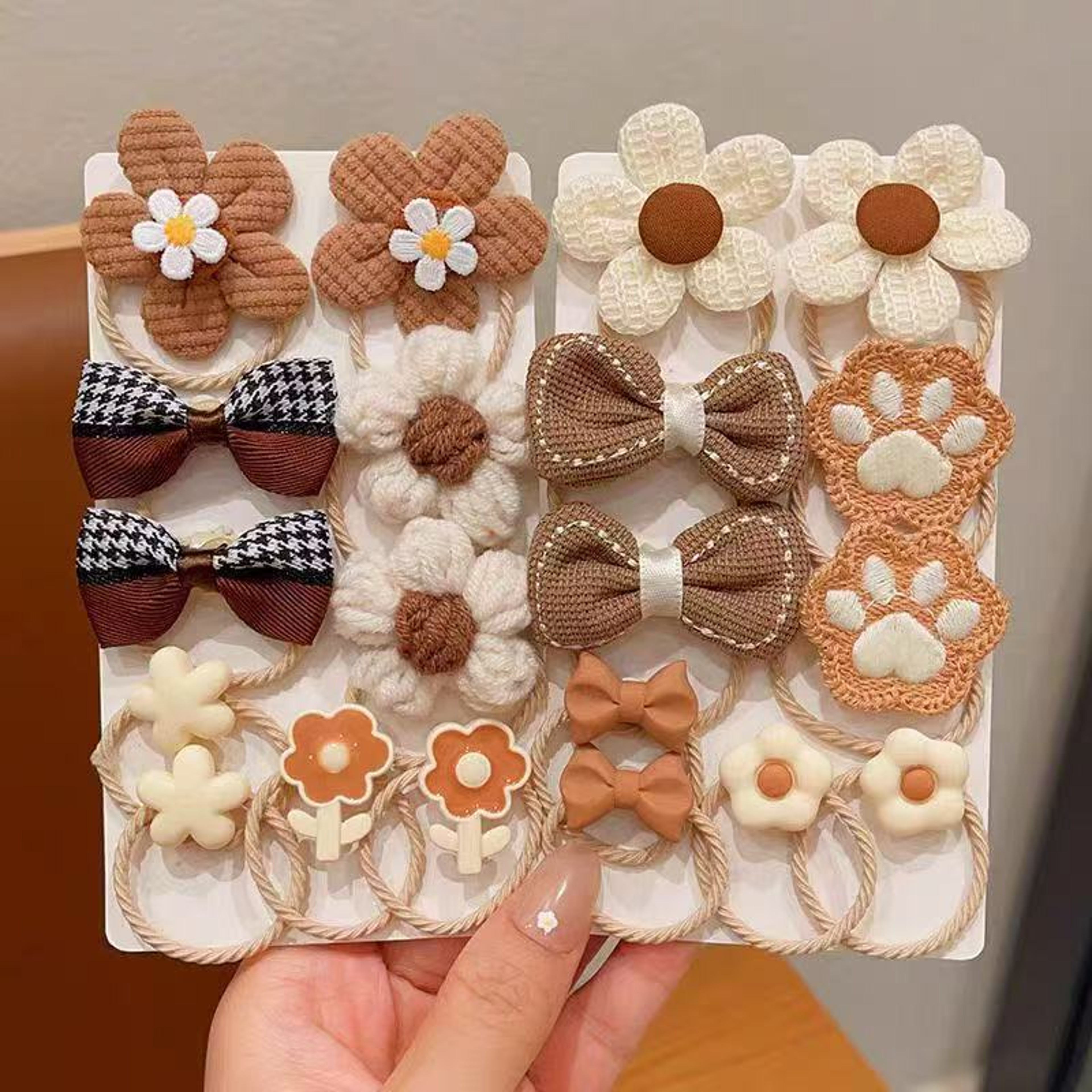 Bow Headband for Little Girls, Cute Milk Coffee Colored Hair Rope for Girls, Rubber Band for Tying Hair – view 2