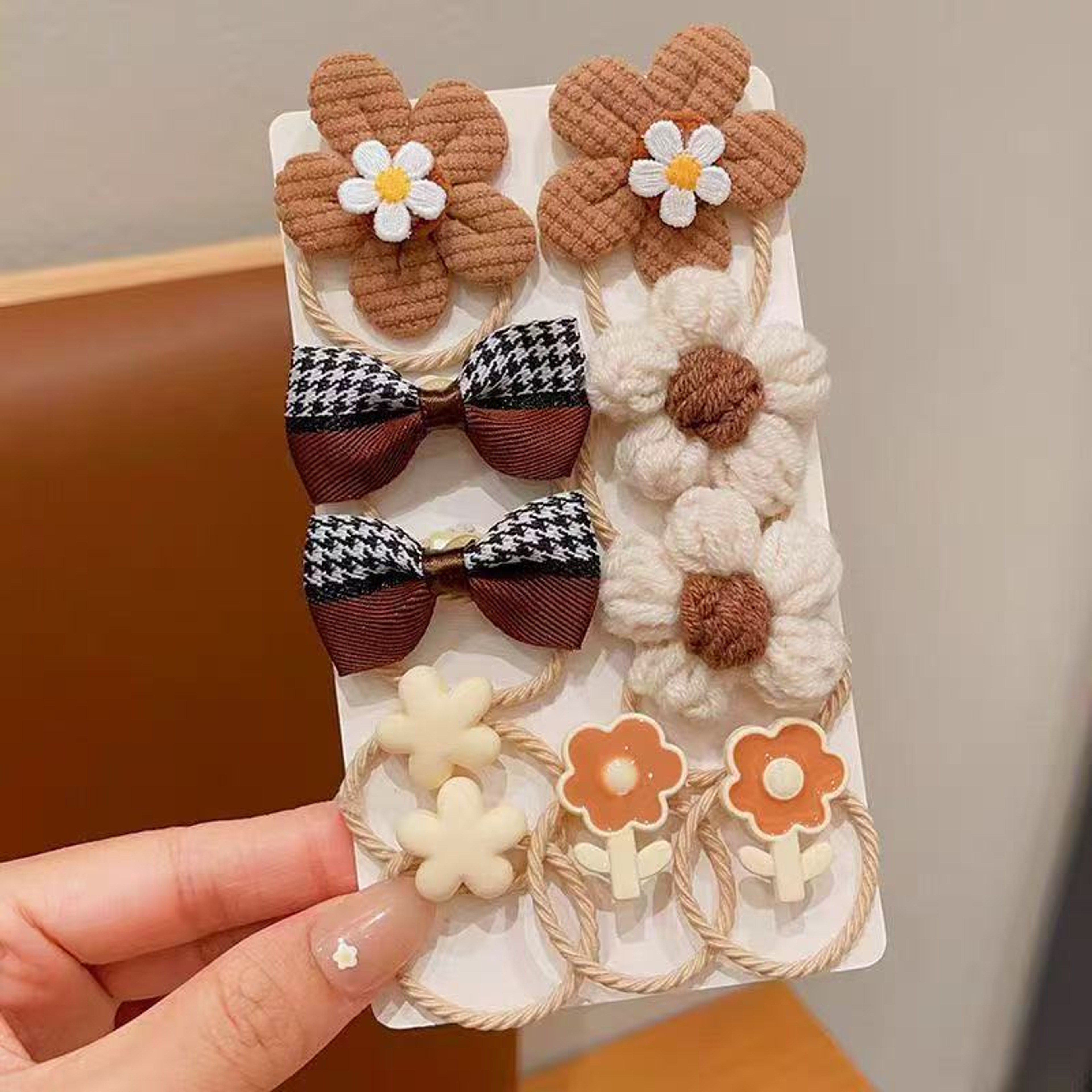 Bow Headband for Little Girls, Cute Milk Coffee Colored Hair Rope for Girls, Rubber Band for Tying Hair – view 9