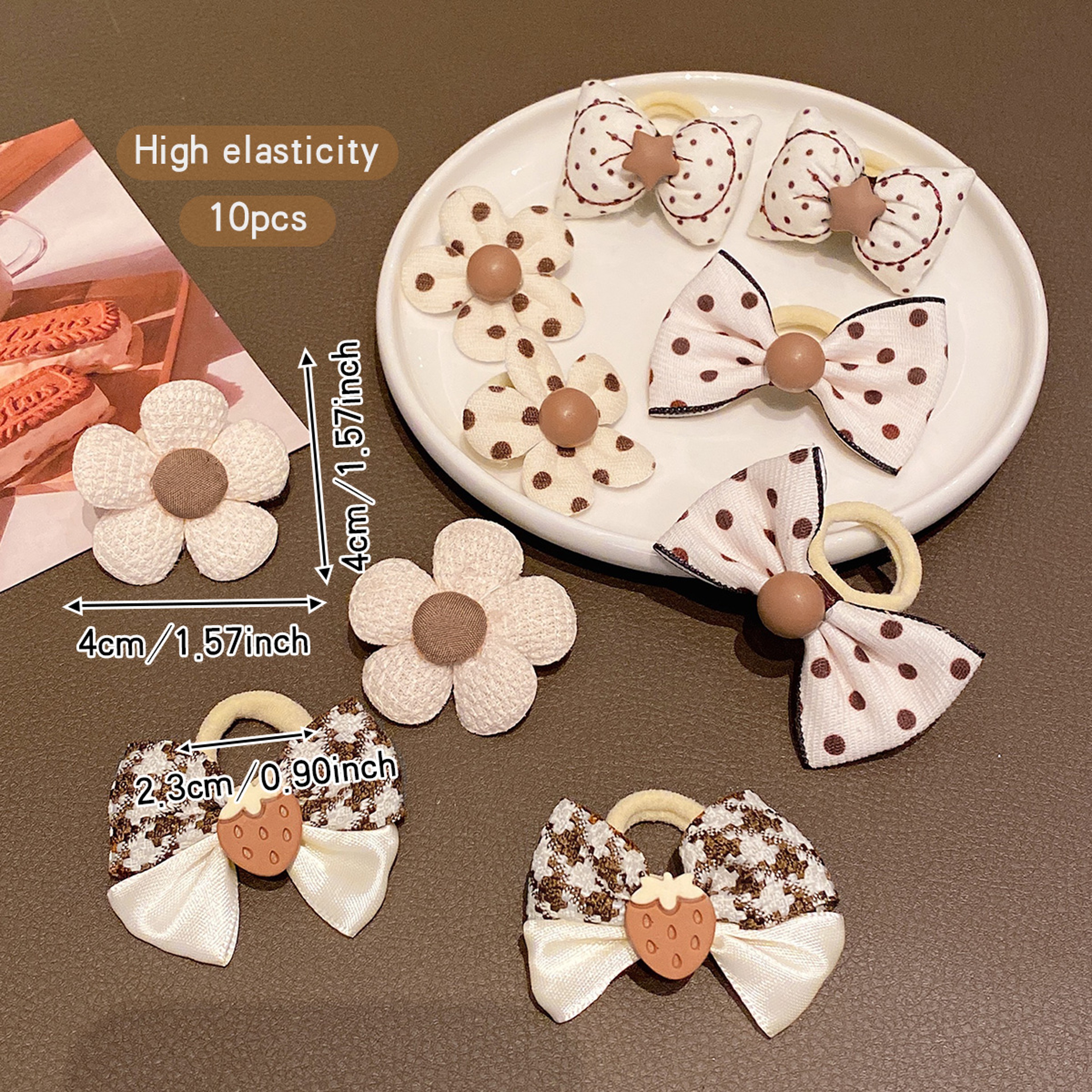 Sweet Flower Bow Elastic Bands Cute Hair Accessories Suitable For Daily Use Comfortable Ponytail Ho 1