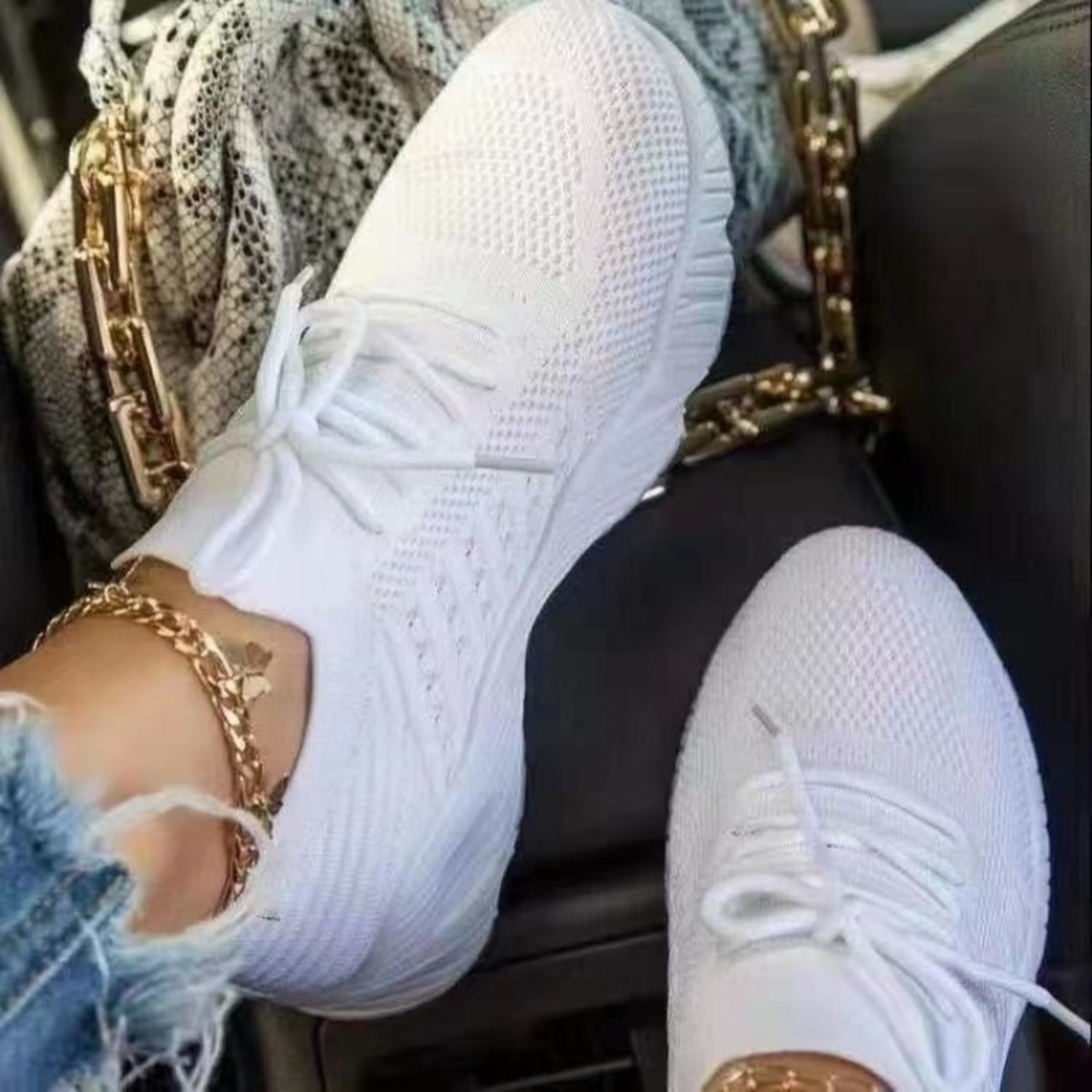 Breathable Women's Sneakers, Casual Socks Shoes, Lace Up Flats, Female Spring Vulcanized Running Shoes – view 3