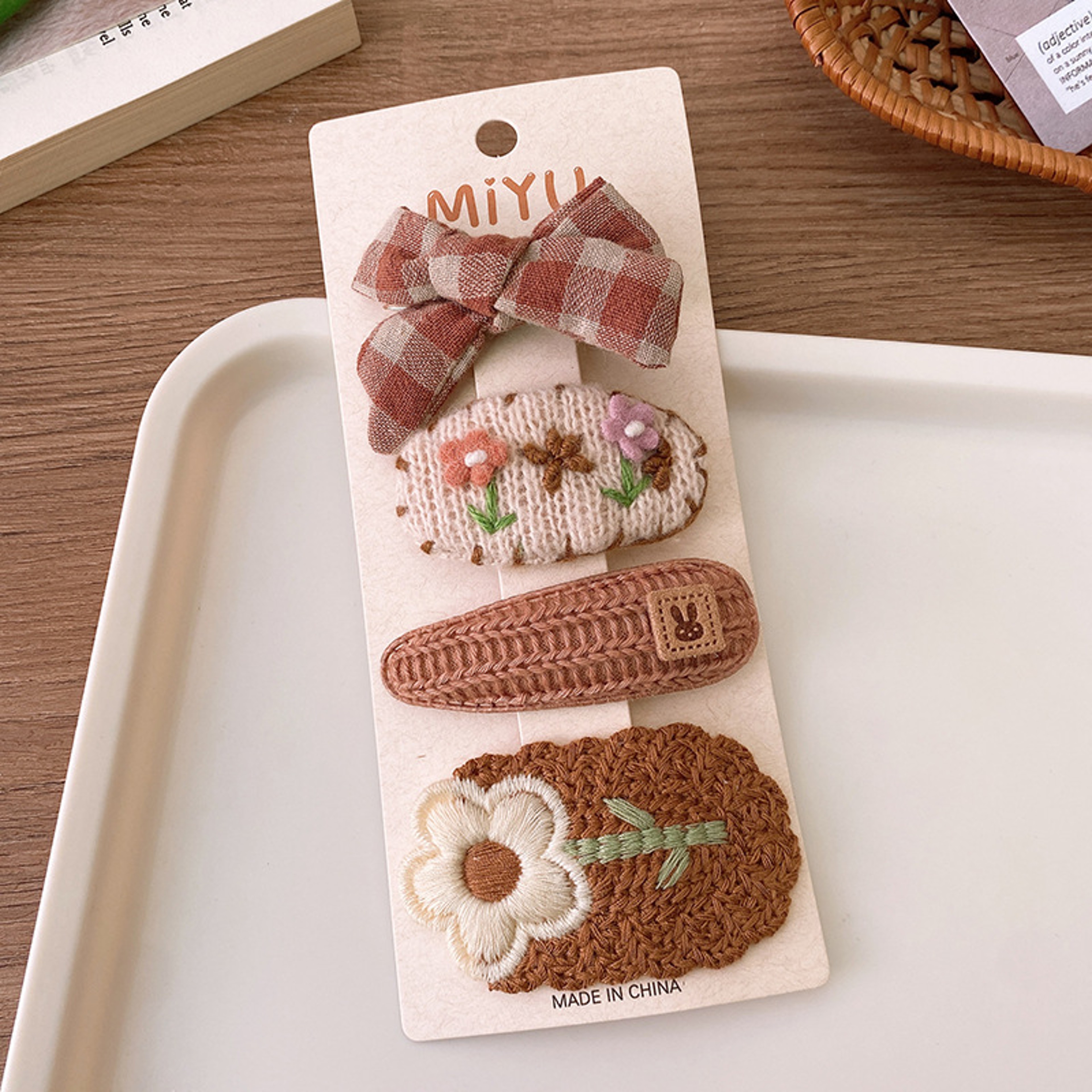 Baby Hair Drop Clips Korea Fashion, Coffee Warm Color Wool Knit Hairpins, Kid Girls Cotton BB Hair Clamp Barrettes – view 11
