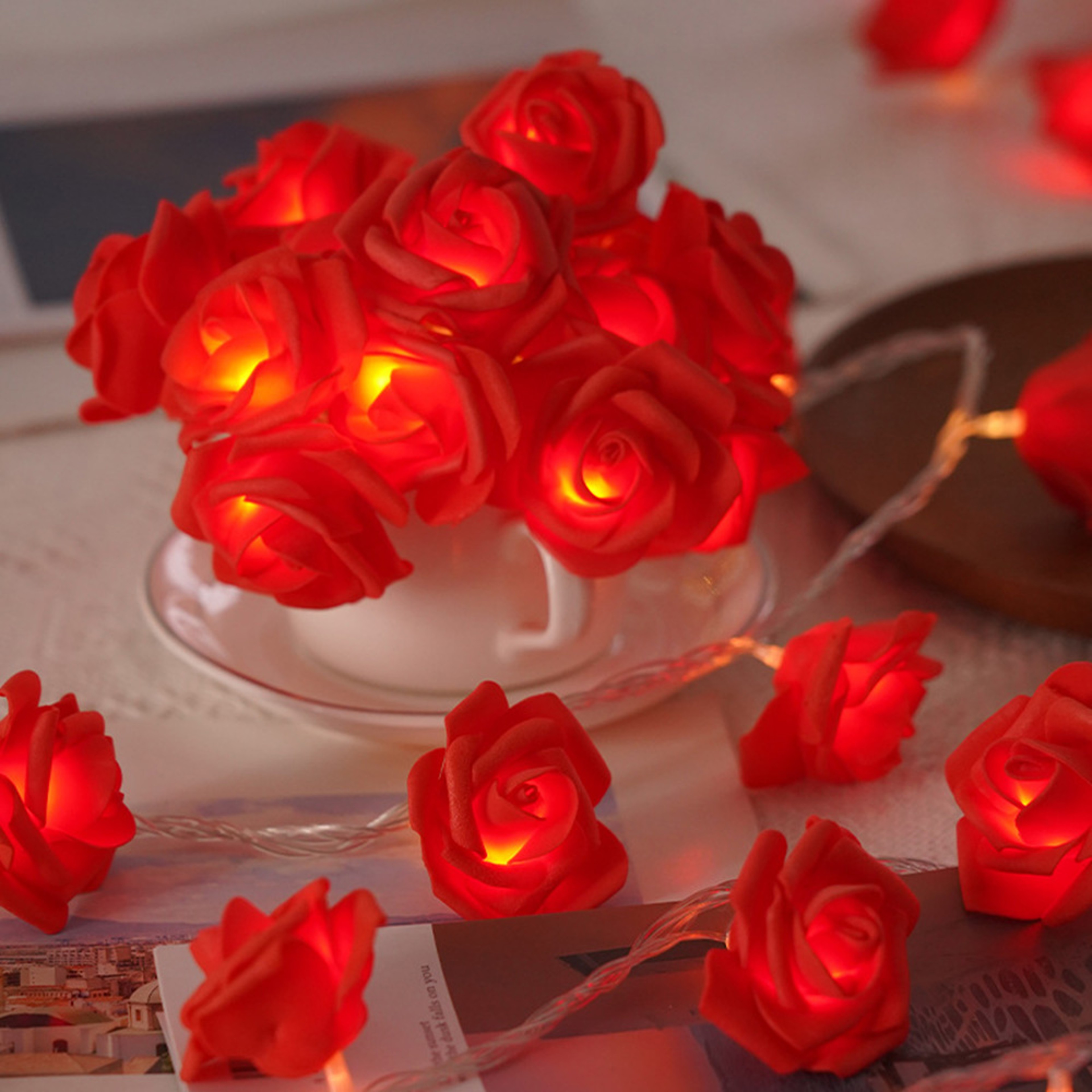 Rose String Lights, Flower Garland Fairy Lights for Valentine, Wedding, Christmas Party – view 8