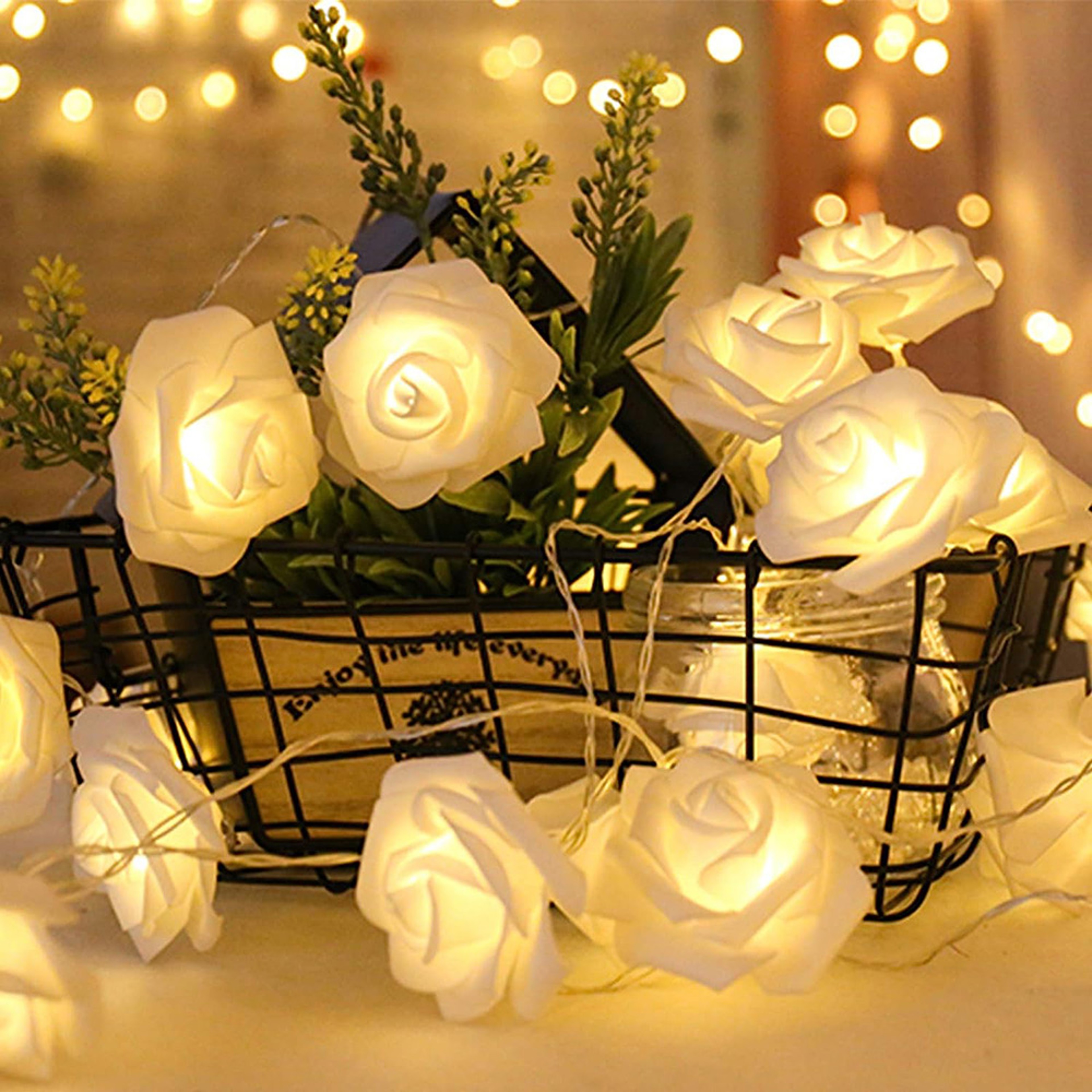 Rose String Lights, Flower Garland Fairy Lights for Valentine, Wedding, Christmas Party – view 11