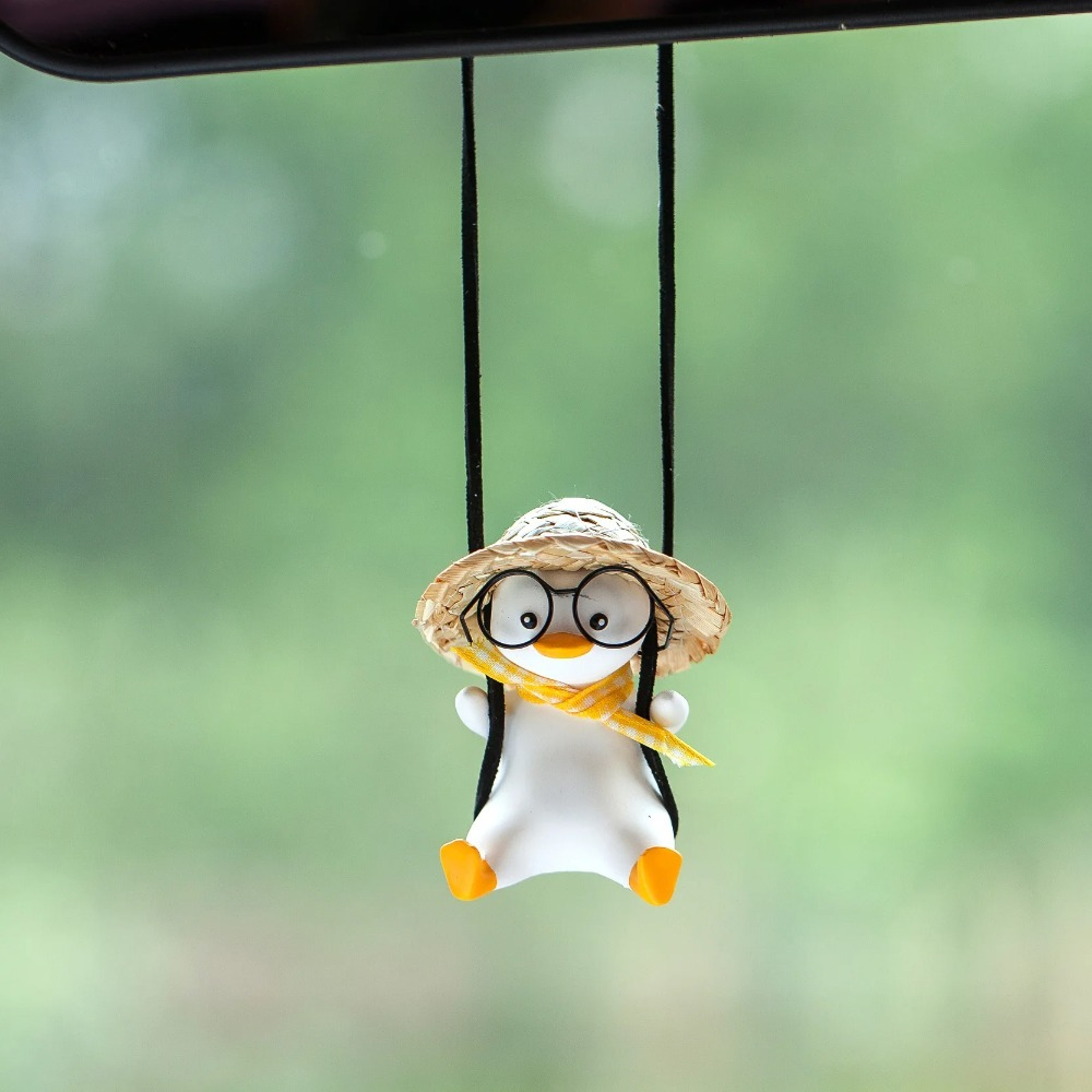 Holiday Swing Duck With Glasses Car Pendant Cute Swing Duck Car Interior Decoration Rearview Mirror 0