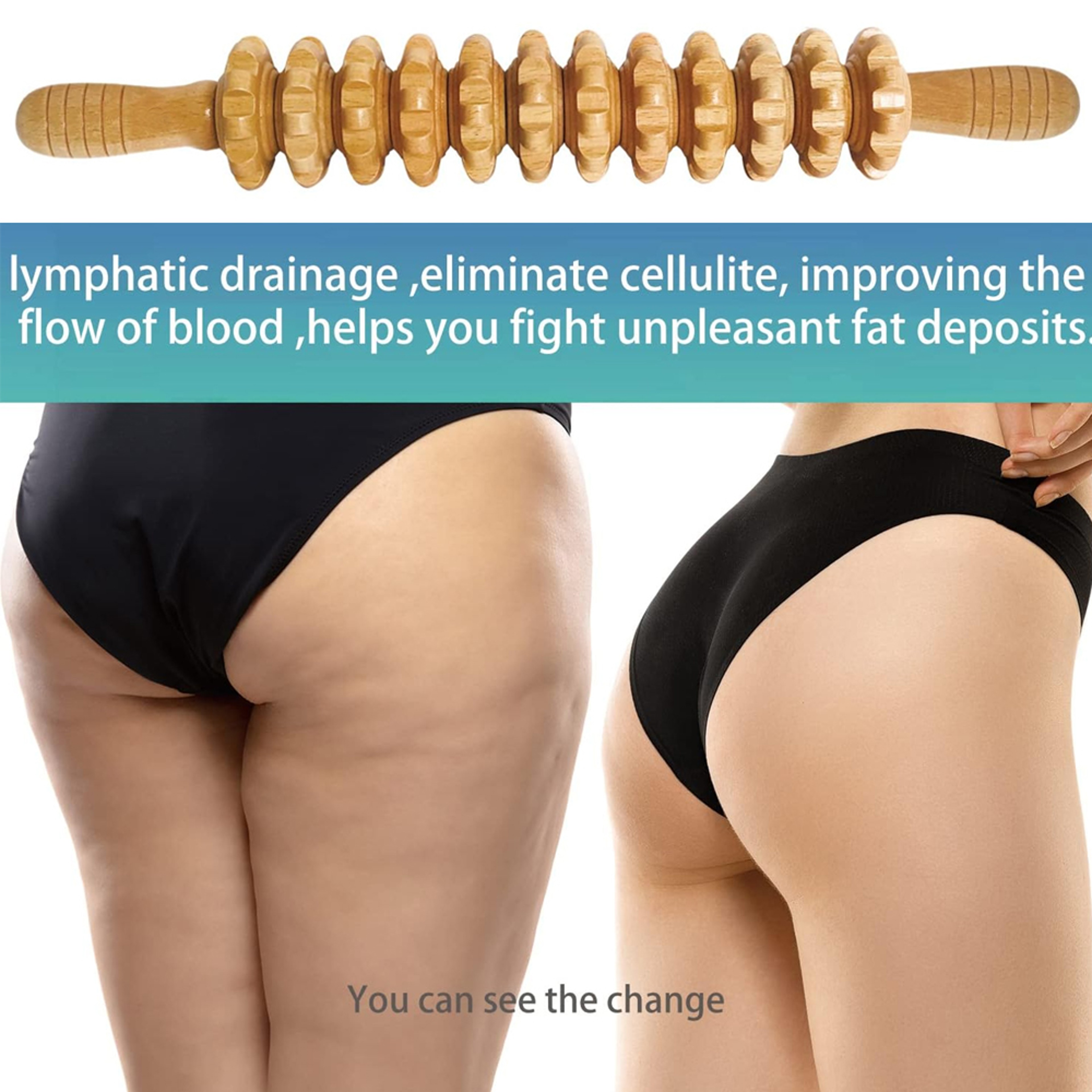 Lymphatic Drainage Massager Wood Therapy Roller Massage Tools Wooden Muscle Roller Stick 3