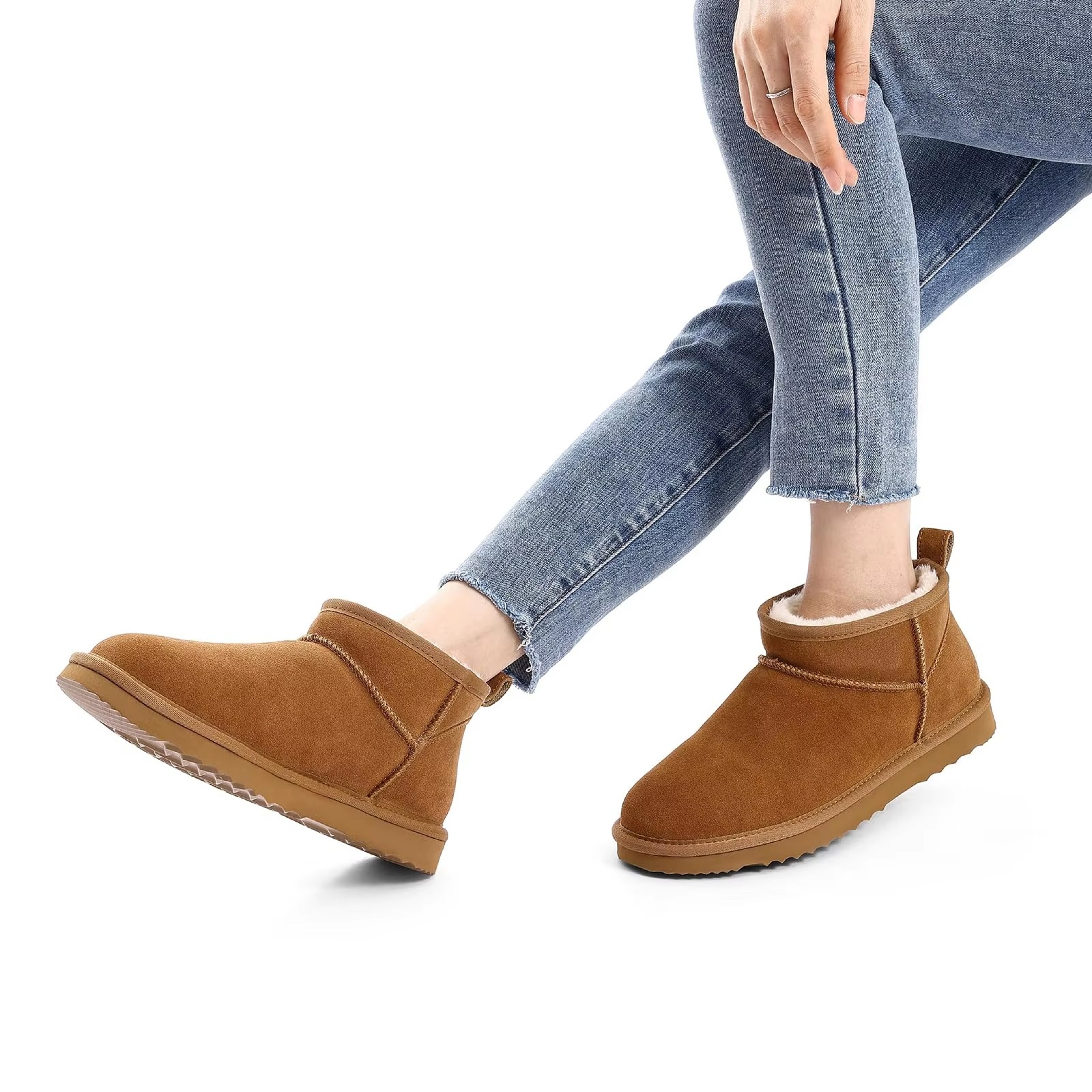 Crestar Women Suede Mini Boots Comfortable Fuzzy Boots For Ladies Fur Lined Snow Boots Winter Outdo 2