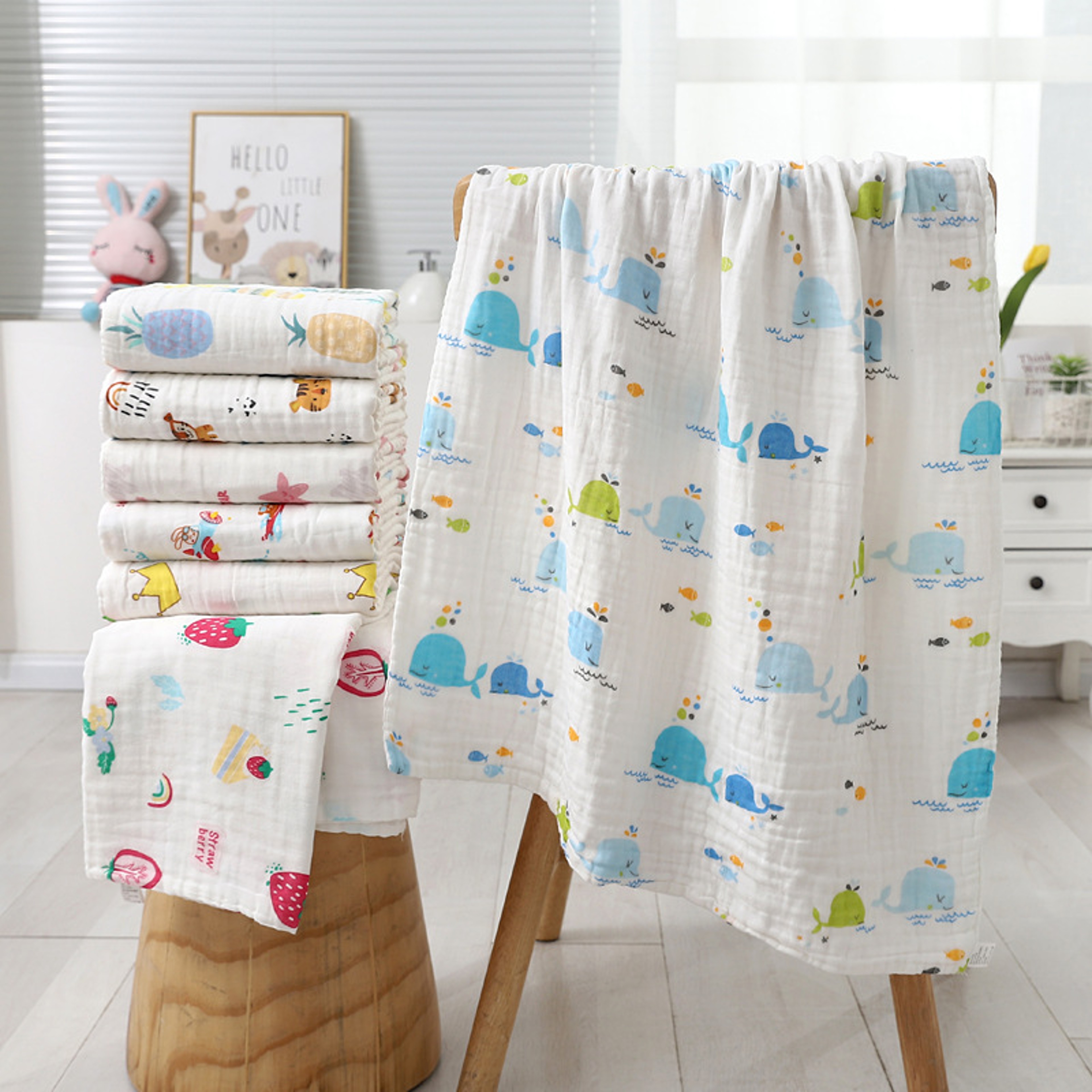 4 Layers Gauze Washcloth, Infant Swaddle, Cotton Baby Bath Towel for Boys and Girls – view 3