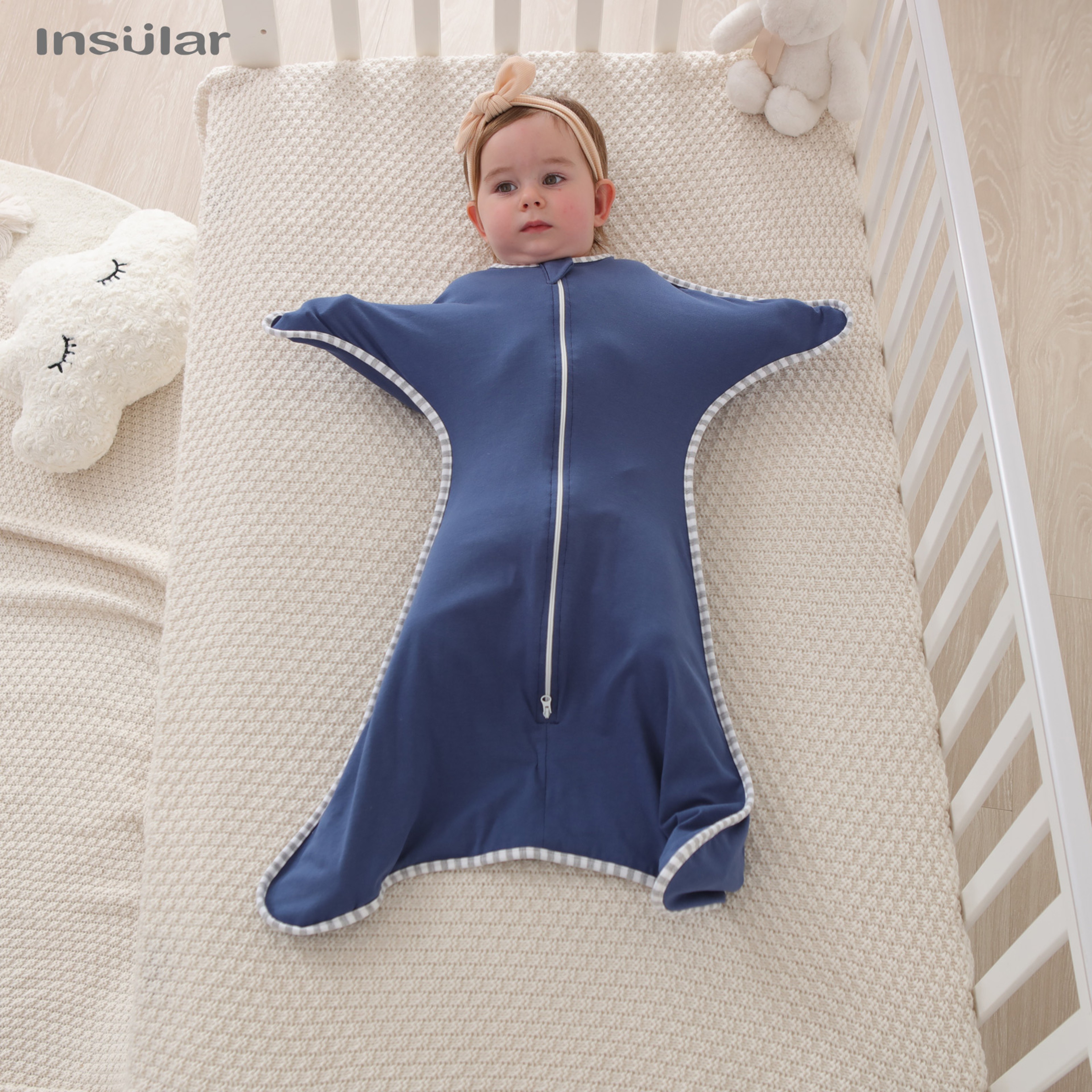 Anti-Startle Cotton Baby Wrap Receiving Swaddling Blanket for Newborn Baby Girl Boy by Insular – view 1