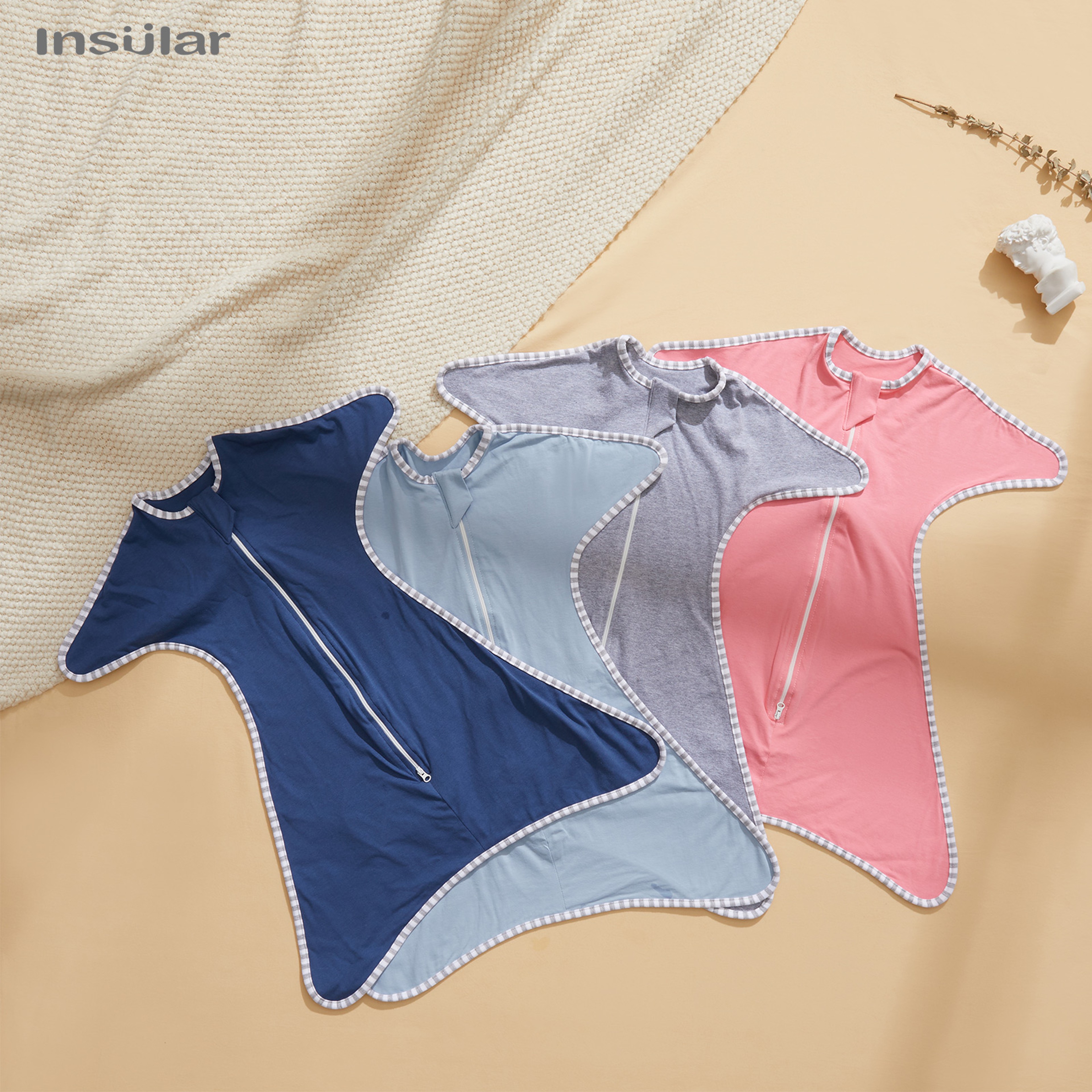 Anti-Startle Cotton Baby Wrap Receiving Swaddling Blanket for Newborn Baby Girl Boy by Insular – view 4