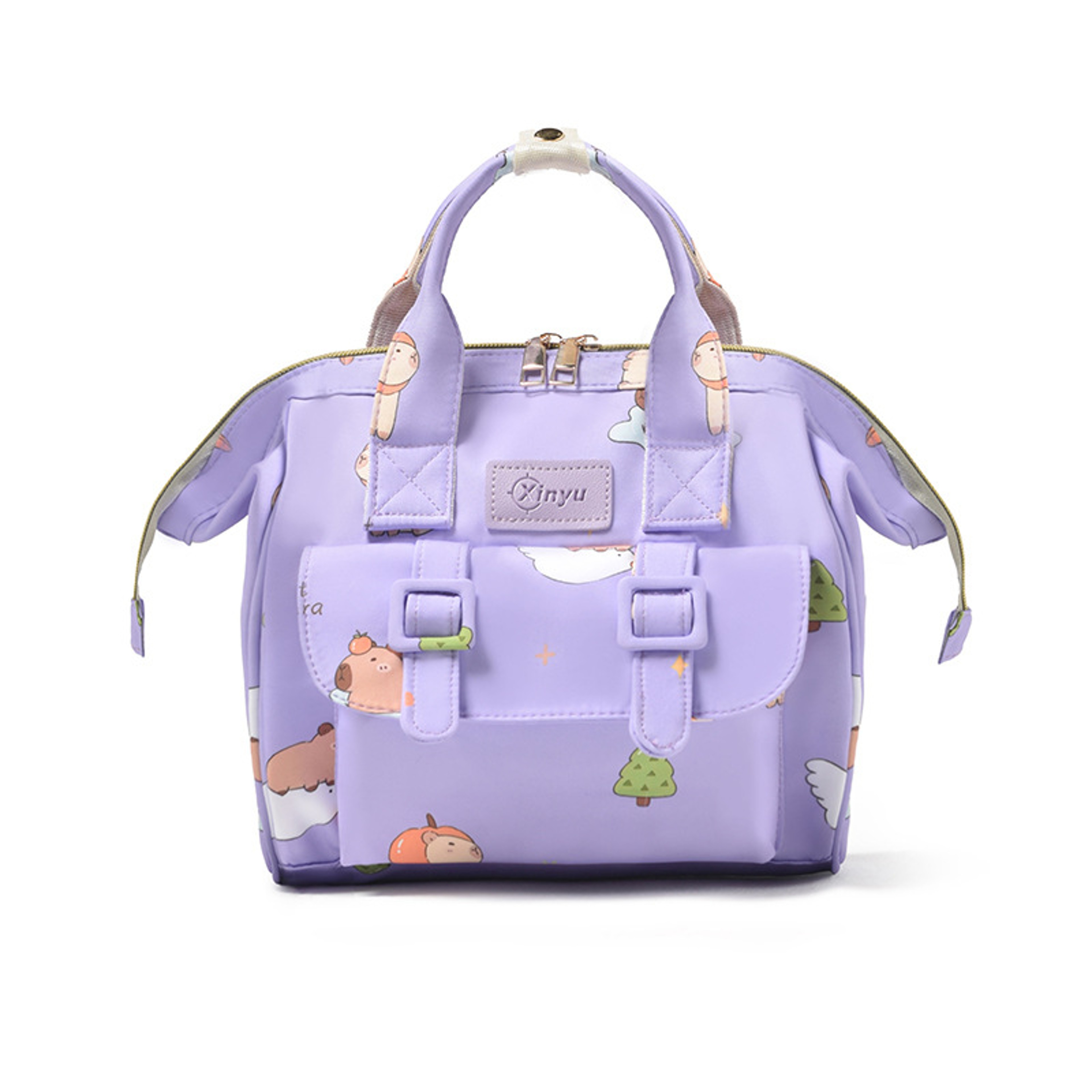 Lightweight Portable Ladies Backpack Cartoon Capybara Mommy Diaper Bag Baby Newborn Care Bag With B 3