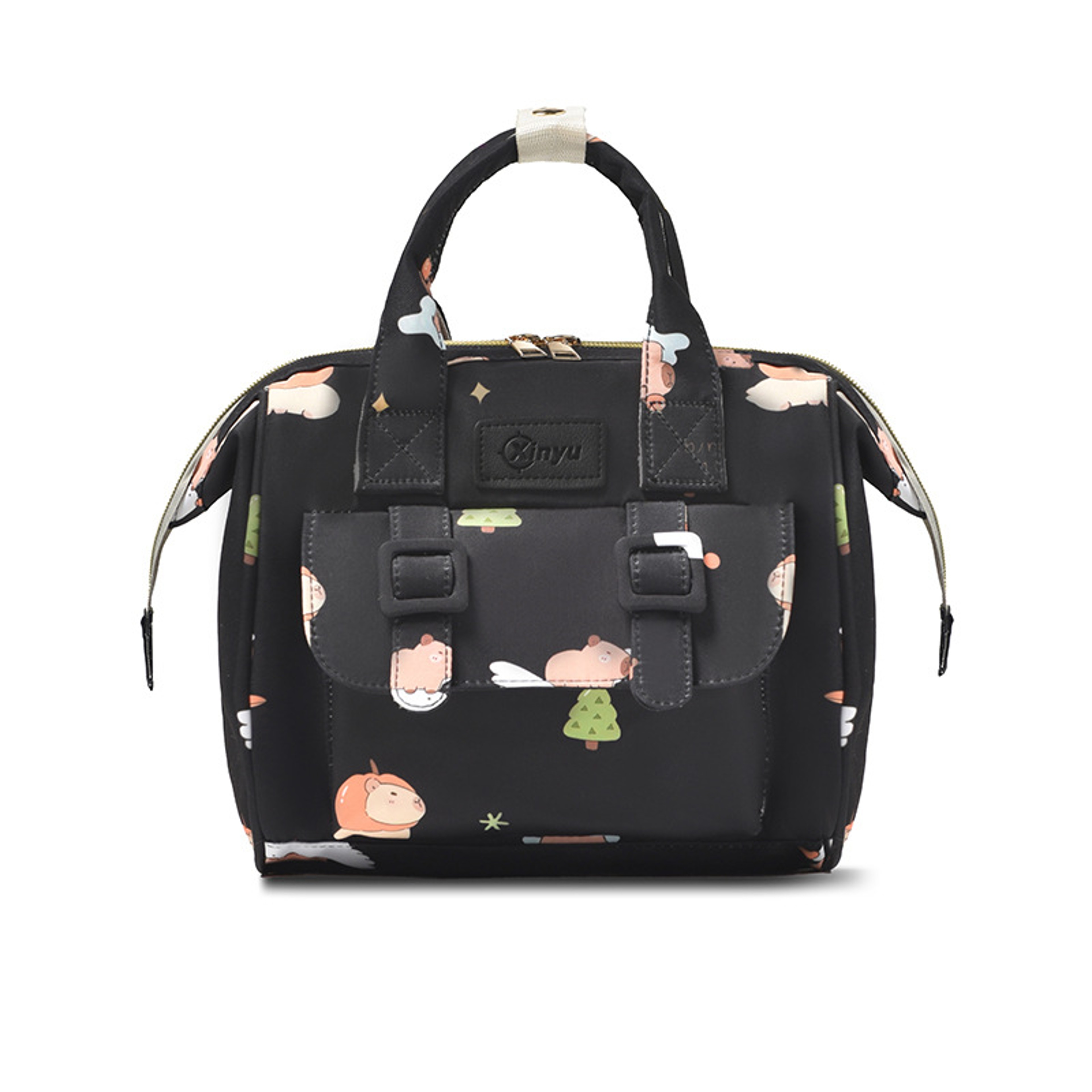 Lightweight Portable Ladies Backpack Cartoon Capybara Mommy Diaper Bag Baby Newborn Care Bag With B 4