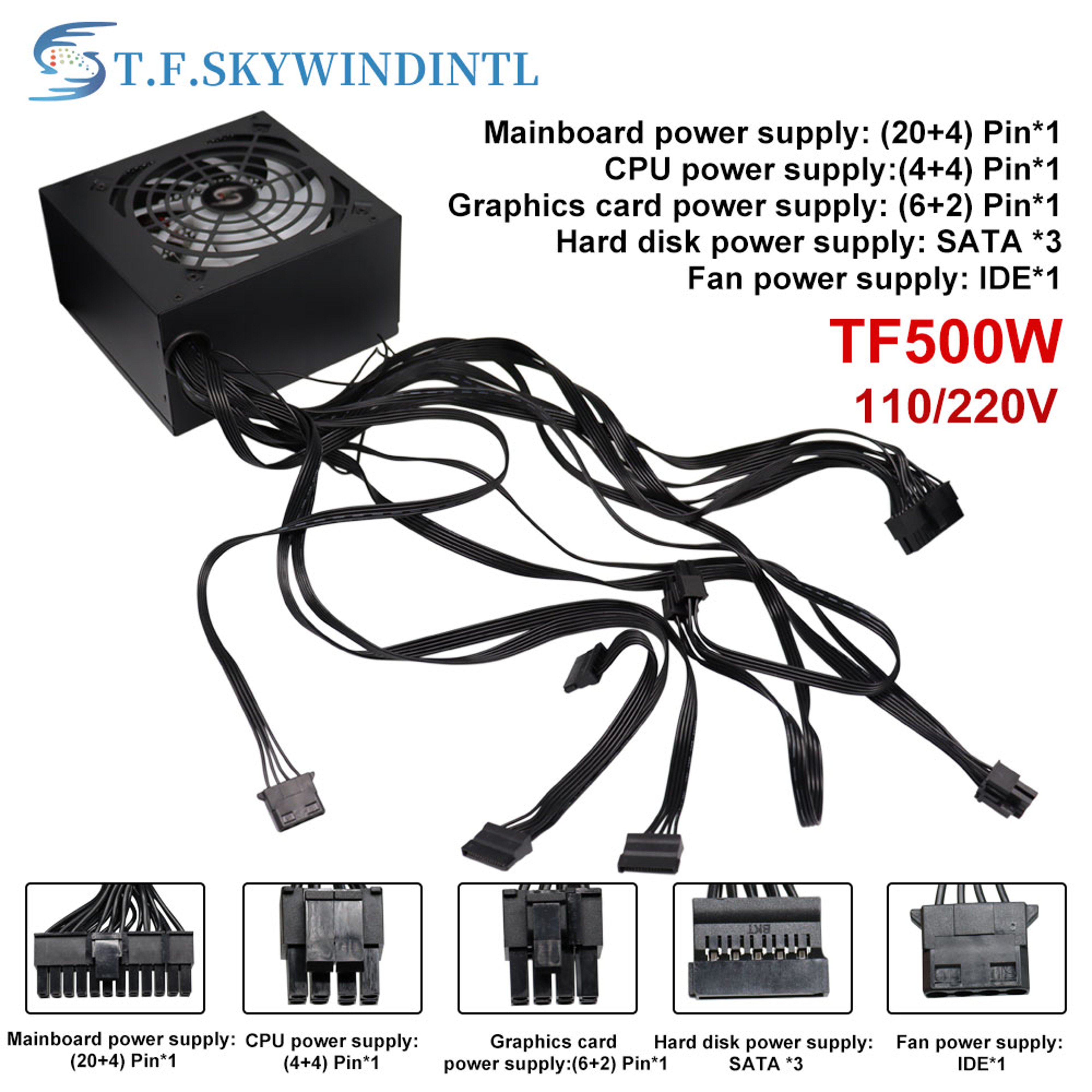 Computer Power Supply, ATX PSU for PC Gamers and Office – view 4