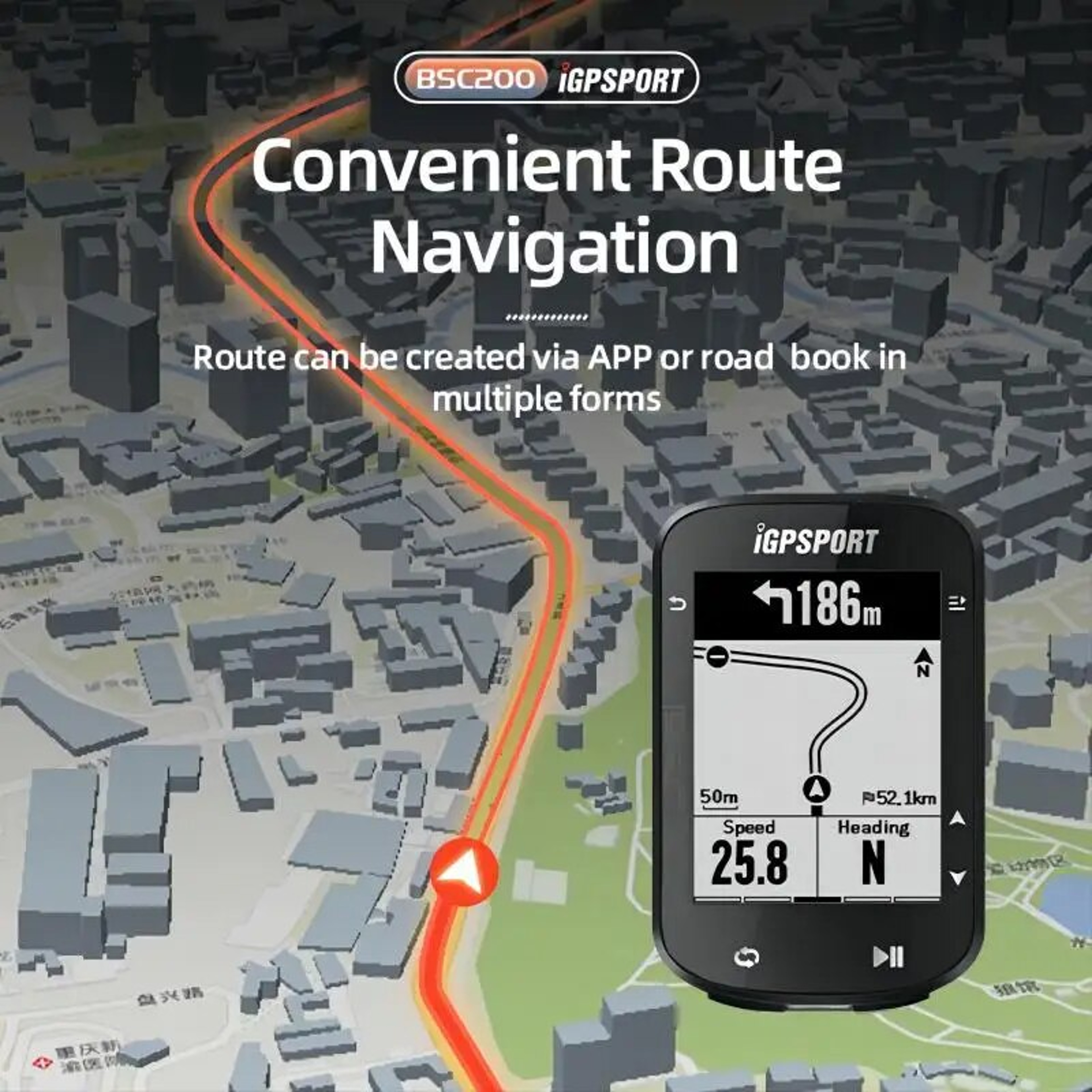 Wireless Cycling Odometer, GPS Bicycle Computer, ANT Bluetooth5.0 Speedometer, Route Navigation Accessories – view 3