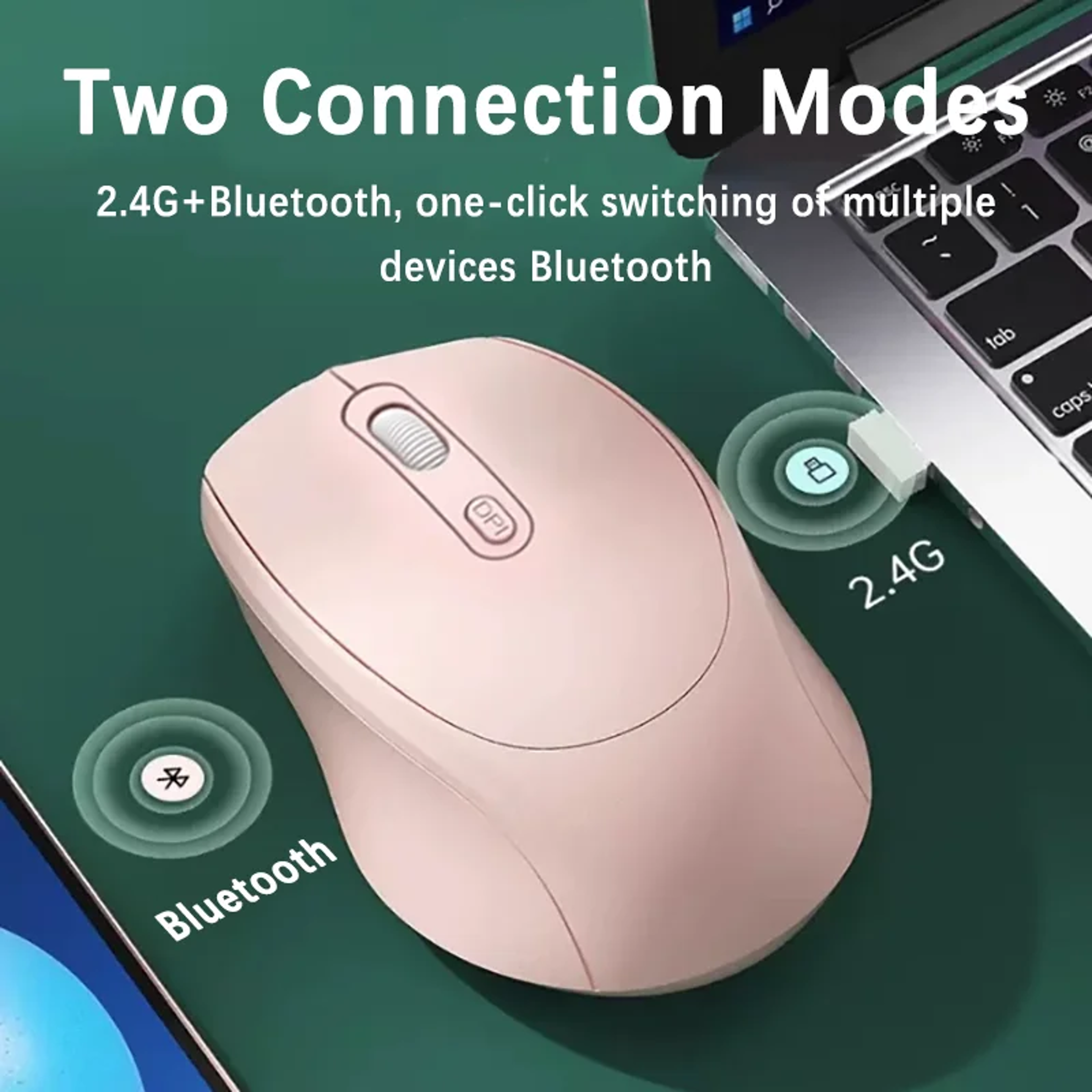 BluetoothCompatible Ergonomic Wireless Mouse With Dual Mode USB Receiver For Laptop PC Notebook 1