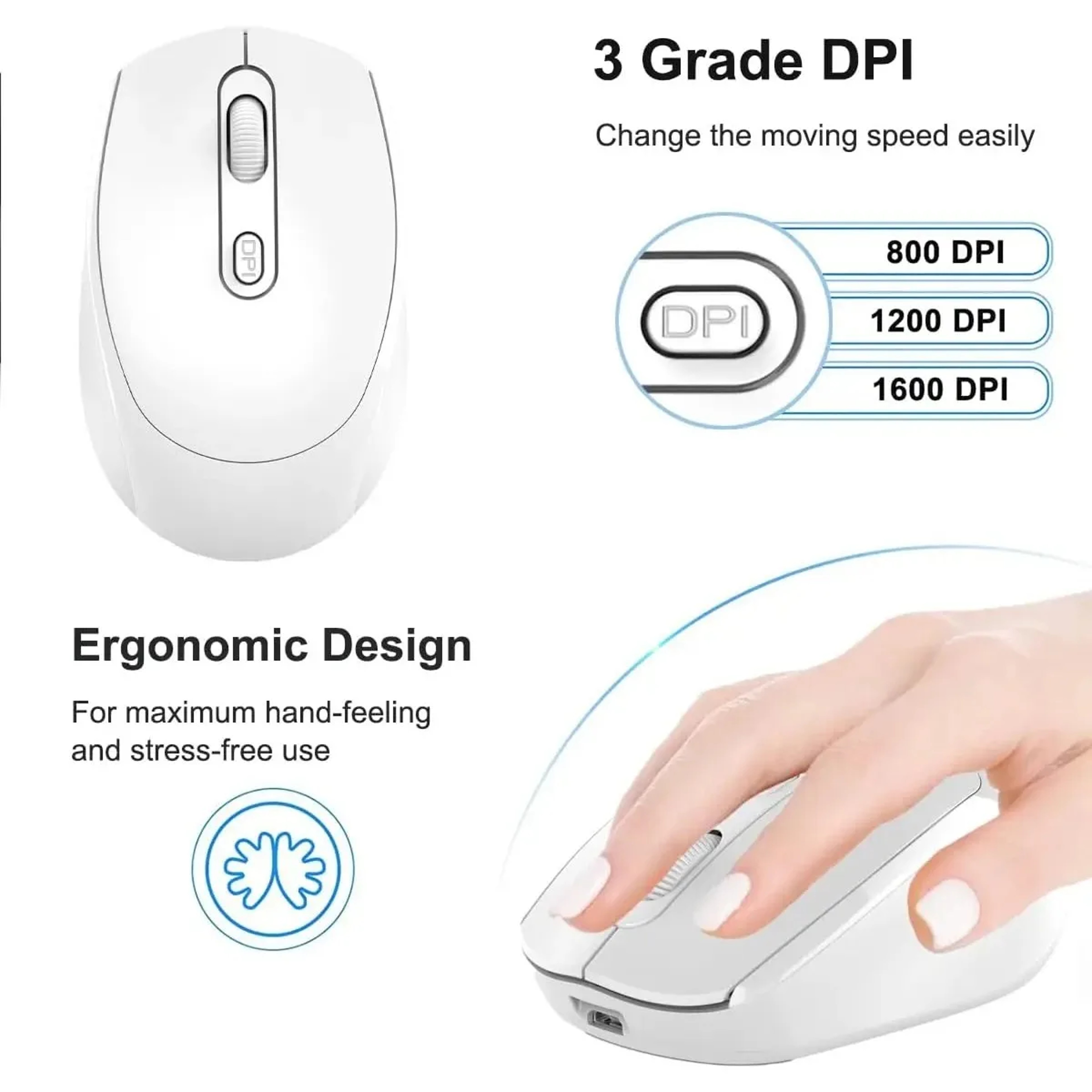 BluetoothCompatible Ergonomic Wireless Mouse With Dual Mode USB Receiver For Laptop PC Notebook 2